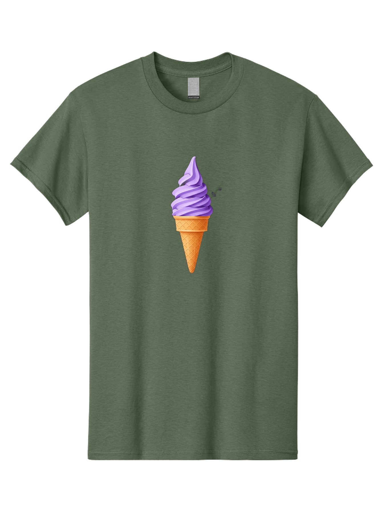Purple-Ice-Cream Men'S Graphic Tee, 100% Cotton, Comfortable Casual Summer Wear, Machine Washable, Soft-Serve Ice Cream Cone, Purple Ice Cream, Waffle Cone, Sweet Treat, Frozen Dessert, Spiral Design, Summer Snack, Ice Cream Lover, Bab265