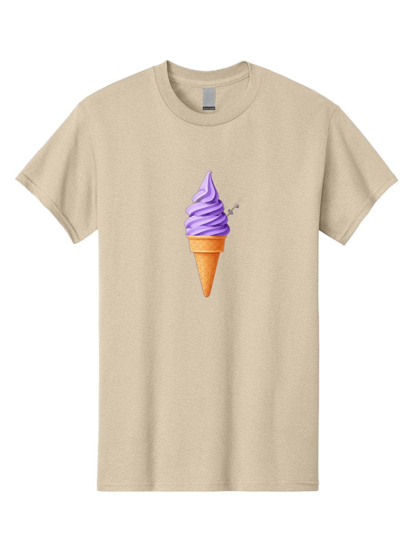 Purple-Ice-Cream Men'S Graphic Tee, 100% Cotton, Comfortable Casual Summer Wear, Machine Washable, Soft-Serve Ice Cream Cone, Purple Ice Cream, Waffle Cone, Sweet Treat, Frozen Dessert, Spiral Design, Summer Snack, Ice Cream Lover, Bab265