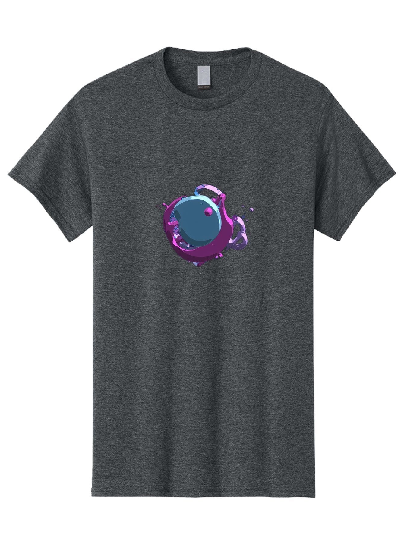 Purple-Liquid-Sphere Men'S Graphic Tee, 100% Cotton, Comfortable Casual Summer Wear, Machine Washable, Molten Sphere, 3D Rendering, Purple Color Scheme, Abstract Art, Liquid Metal, Futuristic Design, Digital Artwork, Modern Graphics Bab266 8
