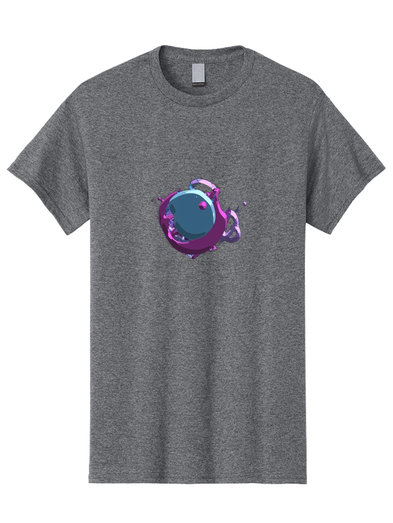 Purple-Liquid-Sphere Men'S Graphic Tee, 100% Cotton, Comfortable Casual Summer Wear, Machine Washable, Molten Sphere, 3D Rendering, Purple Color Scheme, Abstract Art, Liquid Metal, Futuristic Design, Digital Artwork, Modern Graphics Bab266 15