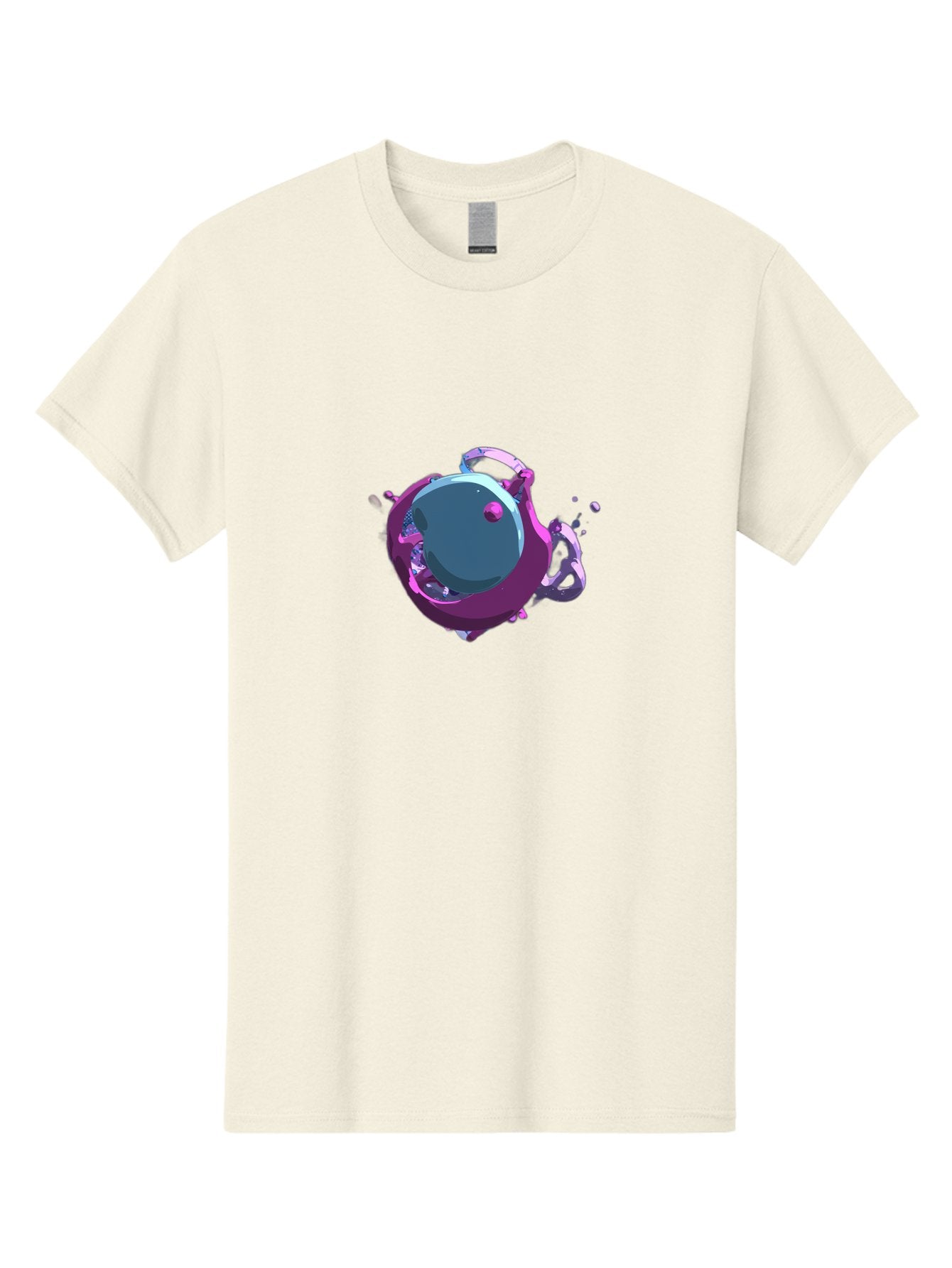 Purple-Liquid-Sphere Men'S Graphic Tee, 100% Cotton, Comfortable Casual Summer Wear, Machine Washable, Molten Sphere, 3D Rendering, Purple Color Scheme, Abstract Art, Liquid Metal, Futuristic Design, Digital Artwork, Modern Graphics Bab266 5