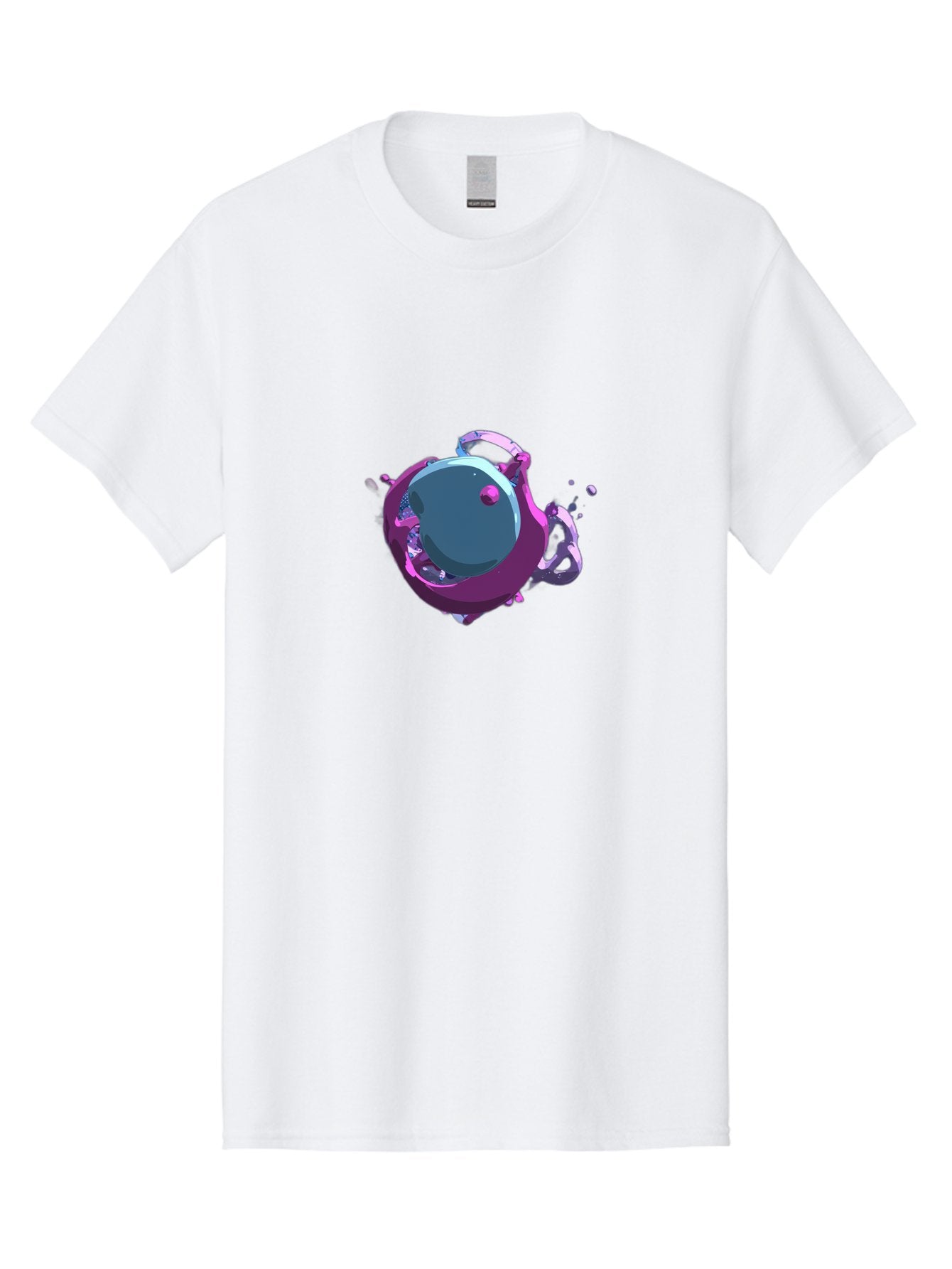 Purple-Liquid-Sphere Men'S Graphic Tee, 100% Cotton, Comfortable Casual Summer Wear, Machine Washable, Molten Sphere, 3D Rendering, Purple Color Scheme, Abstract Art, Liquid Metal, Futuristic Design, Digital Artwork, Modern Graphics Bab266 13