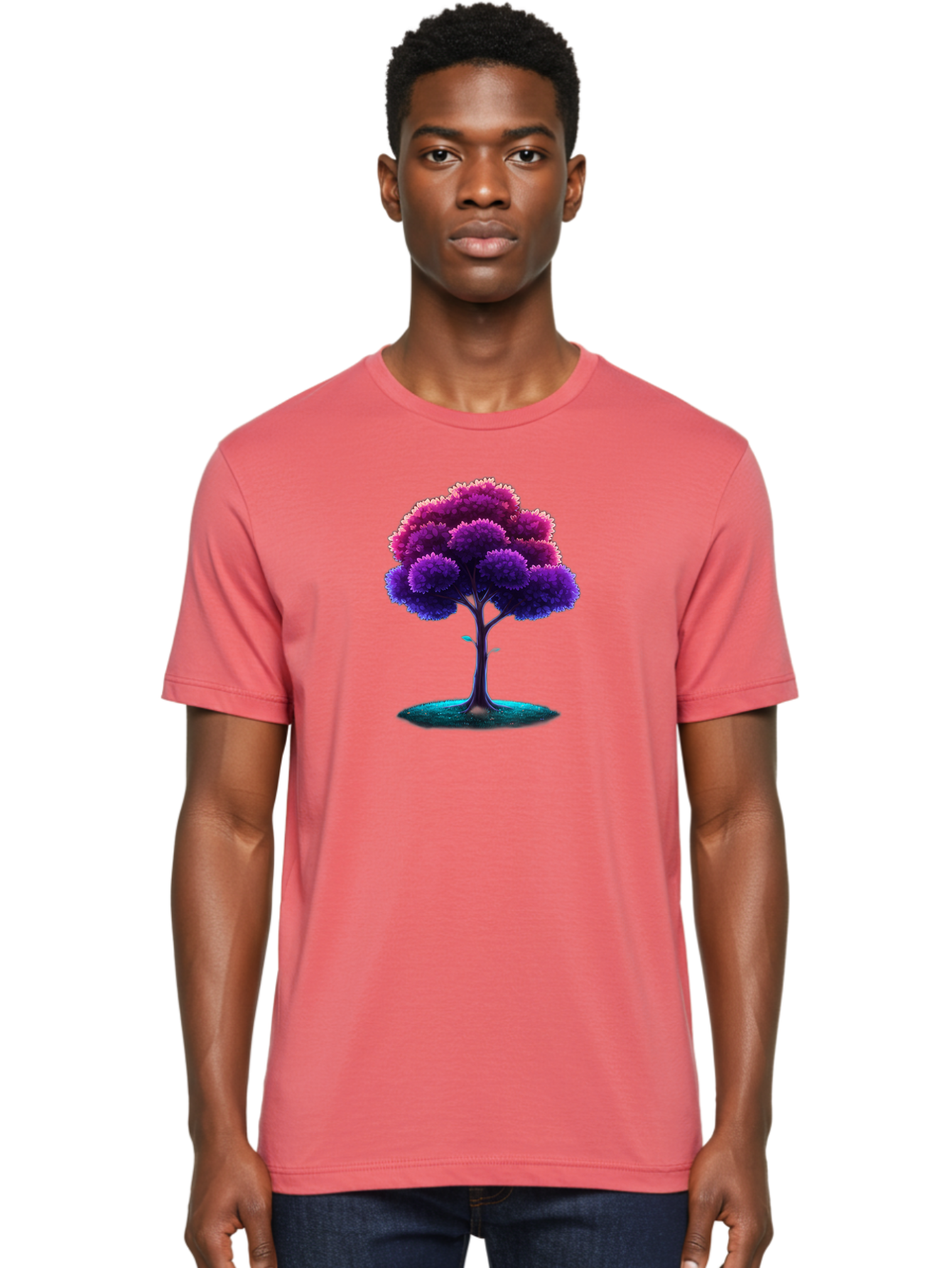 Purple-Tree Men'S Graphic Tee, 100% Cotton, Comfortable Casual Summer Wear, Machine Washable, Purple Tree, Colorful Tree, Vibrant Foliage, Digital Art, Fantasy Tree, Artistic Representation, Nature-Inspired Graphics, Gradient Colors, Bab268 24