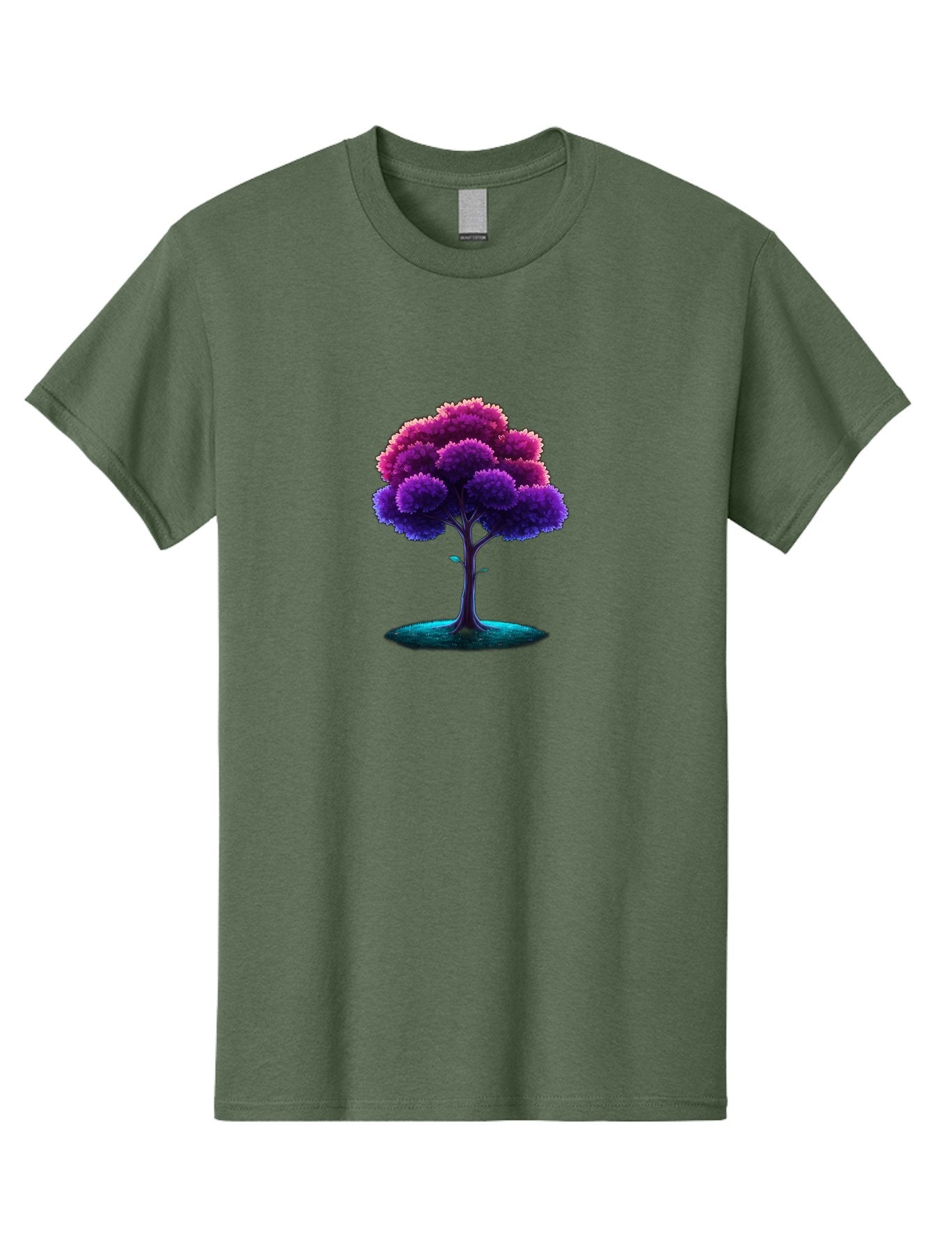 Purple-Tree Men'S Graphic Tee, 100% Cotton, Comfortable Casual Summer Wear, Machine Washable, Purple Tree, Colorful Tree, Vibrant Foliage, Digital Art, Fantasy Tree, Artistic Representation, Nature-Inspired Graphics, Gradient Colors, Bab268 5