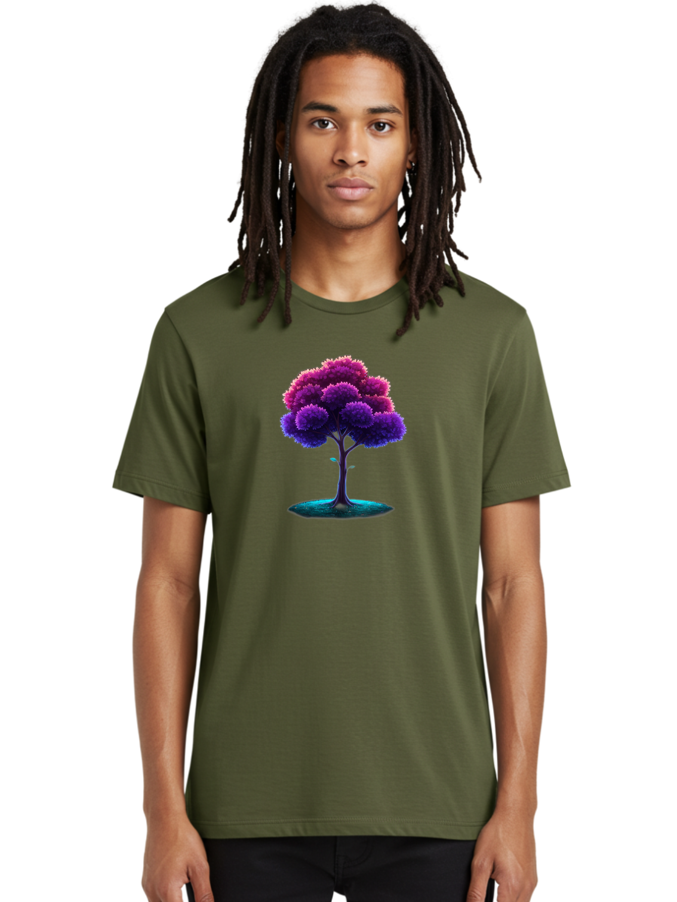 Purple-Tree Men'S Graphic Tee, 100% Cotton, Comfortable Casual Summer Wear, Machine Washable, Purple Tree, Colorful Tree, Vibrant Foliage, Digital Art, Fantasy Tree, Artistic Representation, Nature-Inspired Graphics, Gradient Colors, Bab268 16