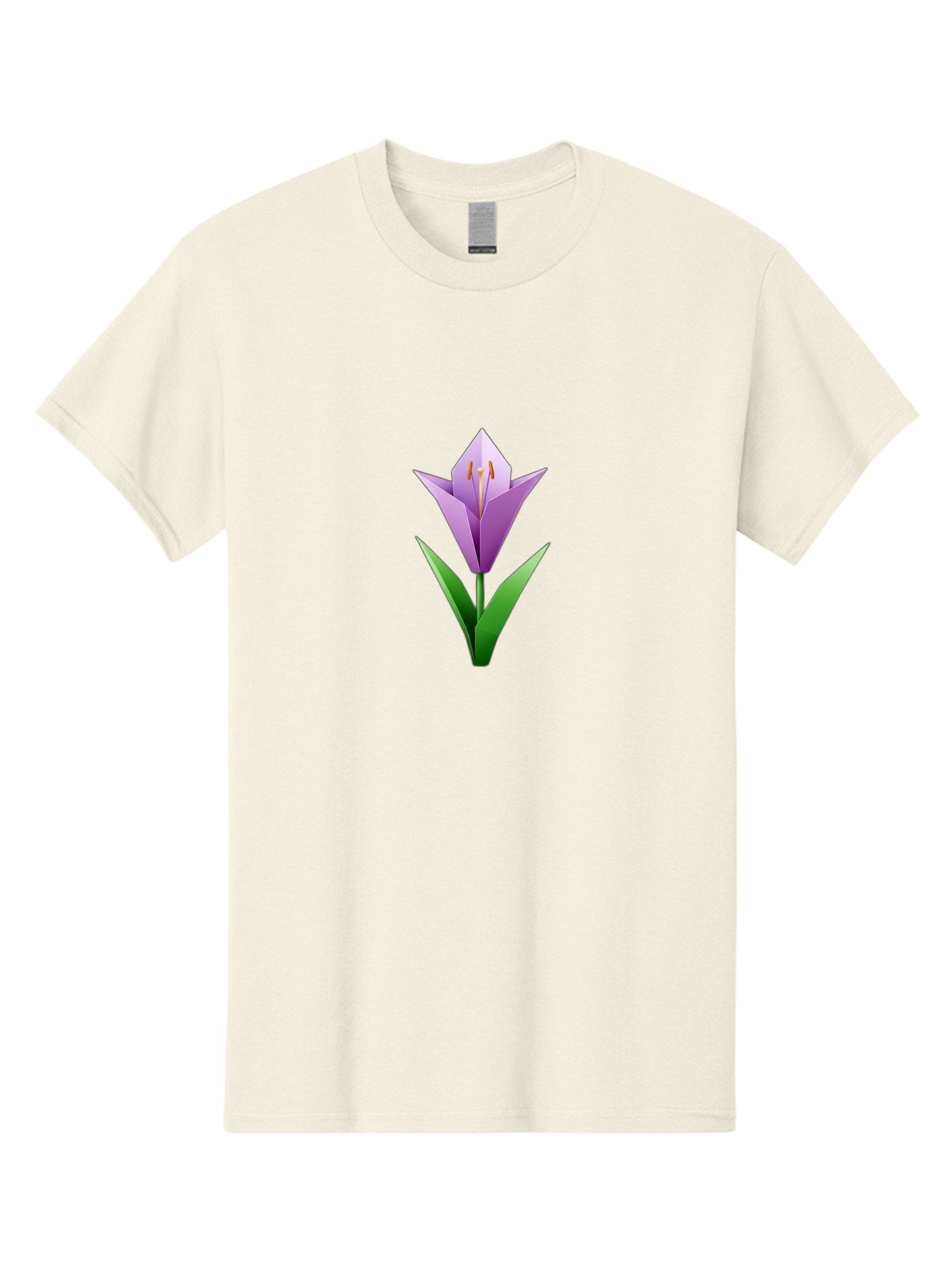 Purple-Tulip Men'S Graphic Tee, 100% Cotton, Comfortable Casual Summer Wear, Machine Washable, Origami Tulip, Purple Flower, Green Leaves, Papercraft Art, Minimalist Design, 3D Model, Floral Illustration, Creative Artwork, Tulip Icon Bab269 8