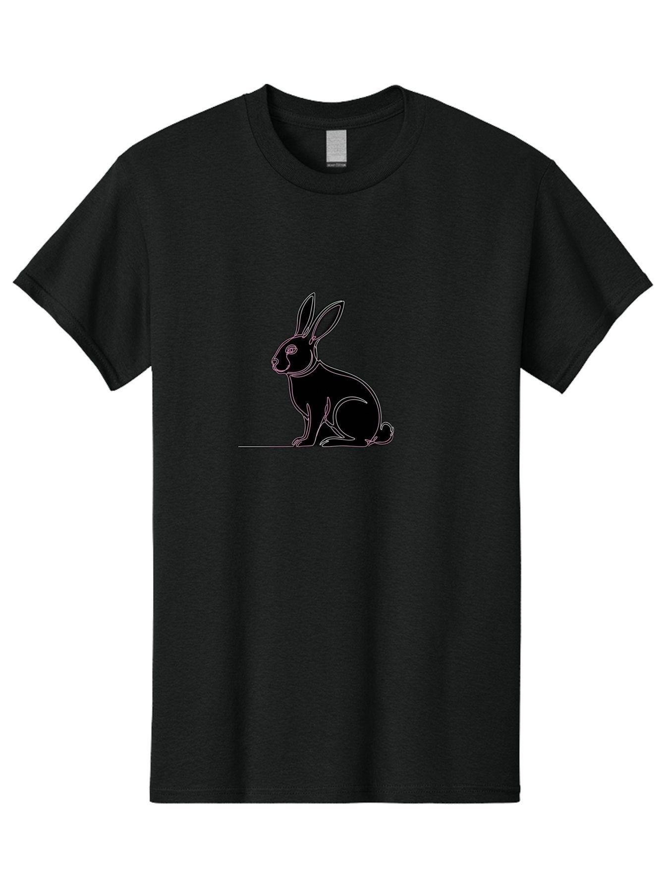 Rabbit Men'S Graphic Tee, 100% Cotton, Comfortable Casual Summer Wear, Machine Washable, Rabbit Silhouette, Rabbit Graphic, Minimalist Design, Simple Art, Cute Rabbit, Animal Icon, Line Art, Black Silhouette Bab272 8