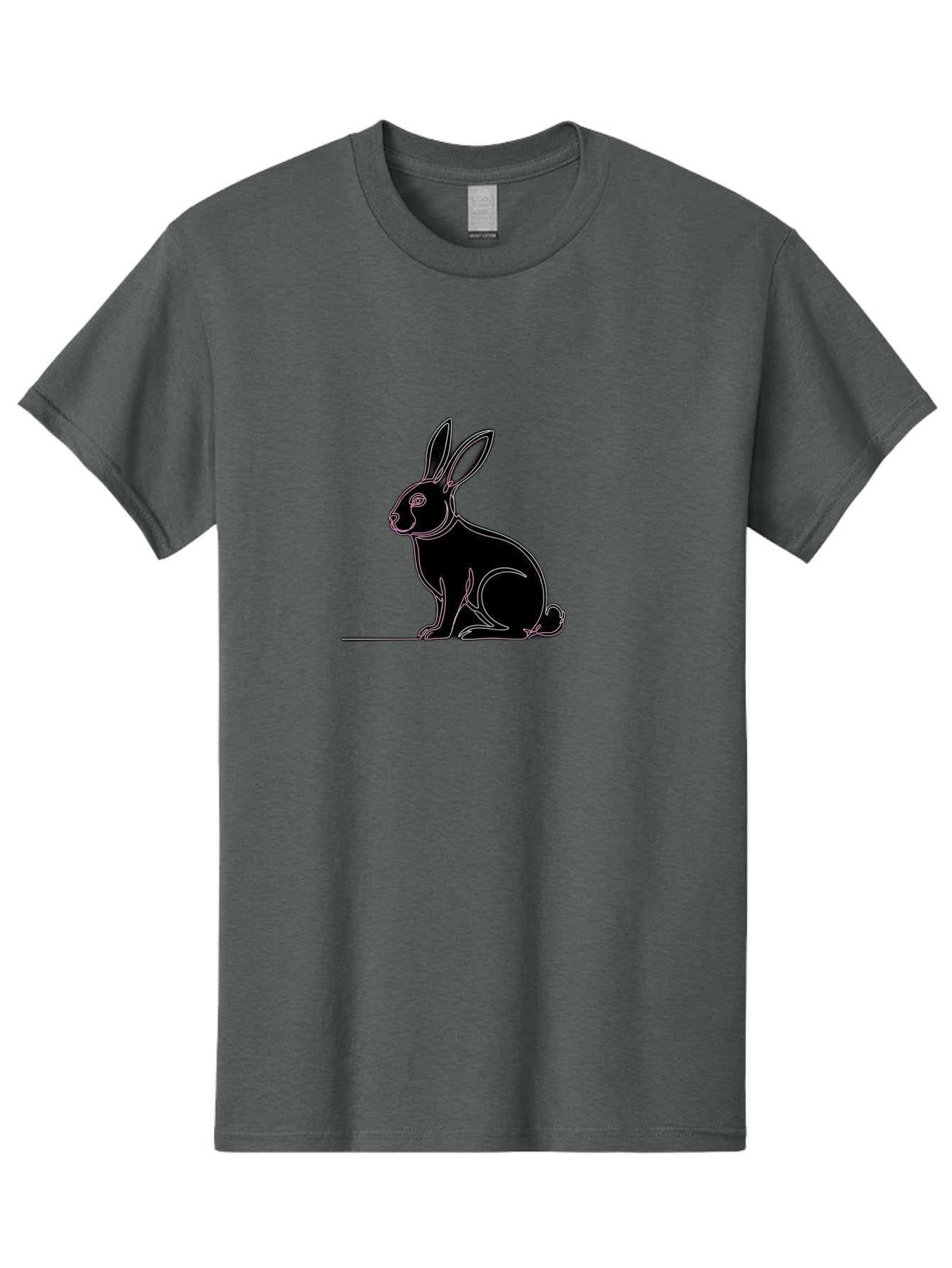 Rabbit Men'S Graphic Tee, 100% Cotton, Comfortable Casual Summer Wear, Machine Washable, Rabbit Silhouette, Rabbit Graphic, Minimalist Design, Simple Art, Cute Rabbit, Animal Icon, Line Art, Black Silhouette Bab272 5