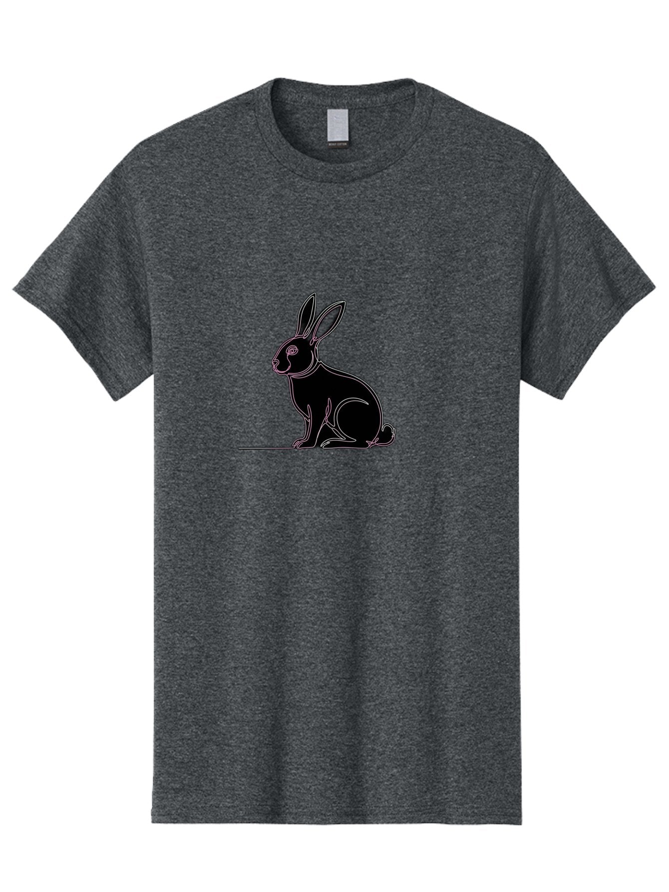 Rabbit Men'S Graphic Tee, 100% Cotton, Comfortable Casual Summer Wear, Machine Washable, Rabbit Silhouette, Rabbit Graphic, Minimalist Design, Simple Art, Cute Rabbit, Animal Icon, Line Art, Black Silhouette Bab272