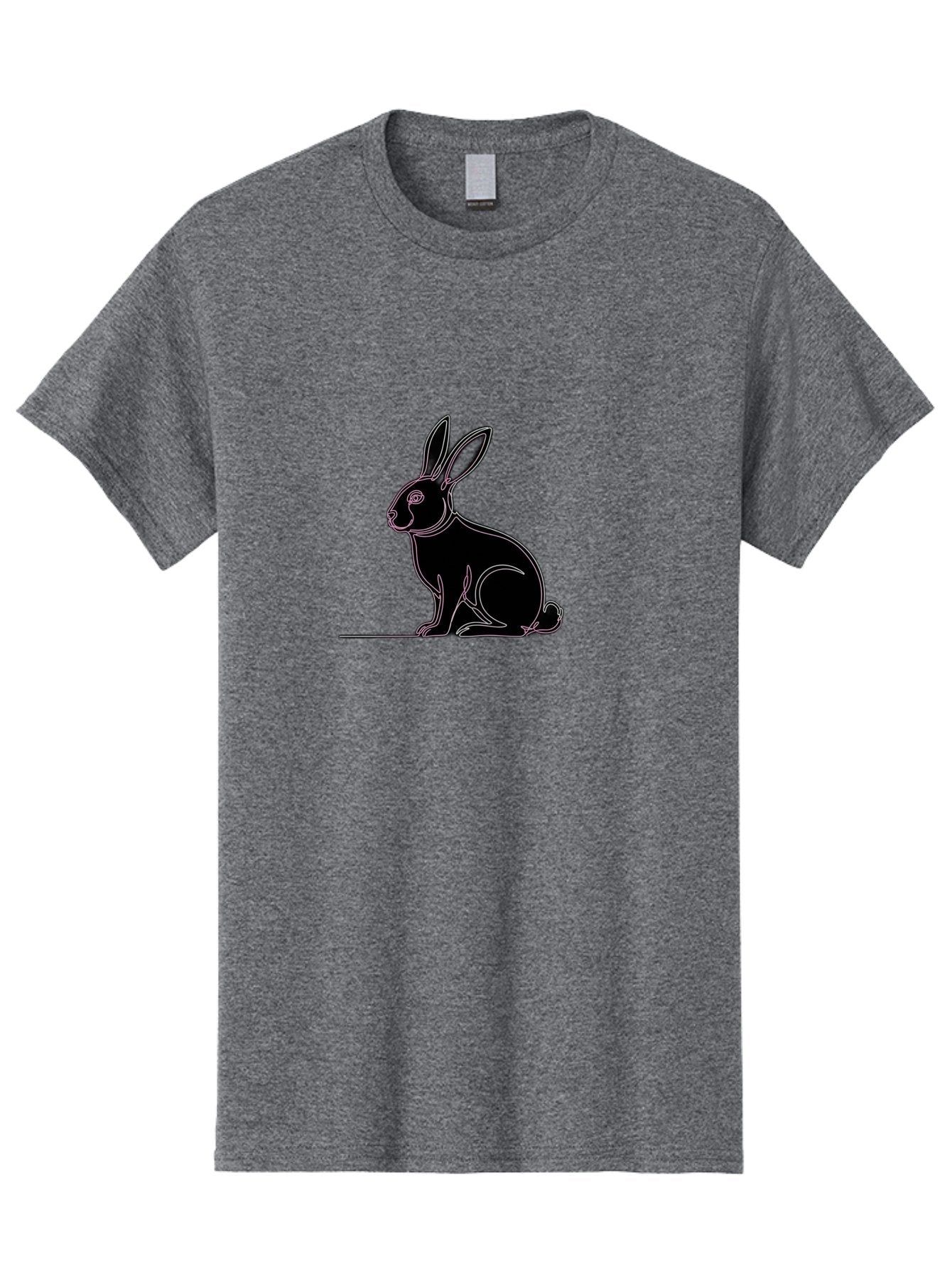 Rabbit Men'S Graphic Tee, 100% Cotton, Comfortable Casual Summer Wear, Machine Washable, Rabbit Silhouette, Rabbit Graphic, Minimalist Design, Simple Art, Cute Rabbit, Animal Icon, Line Art, Black Silhouette Bab272 4