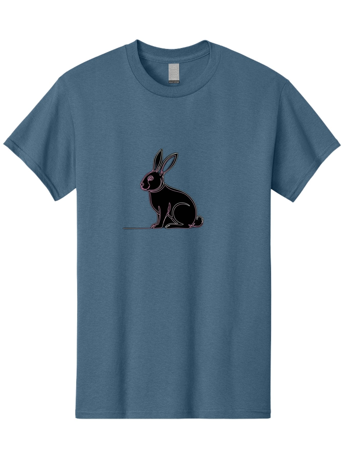 Rabbit Men'S Graphic Tee, 100% Cotton, Comfortable Casual Summer Wear, Machine Washable, Rabbit Silhouette, Rabbit Graphic, Minimalist Design, Simple Art, Cute Rabbit, Animal Icon, Line Art, Black Silhouette Bab272 7