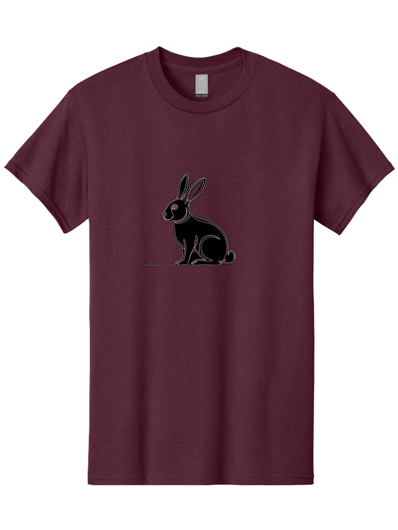 Rabbit Men'S Graphic Tee, 100% Cotton, Comfortable Casual Summer Wear, Machine Washable, Rabbit Silhouette, Rabbit Graphic, Minimalist Design, Simple Art, Cute Rabbit, Animal Icon, Line Art, Black Silhouette Bab272