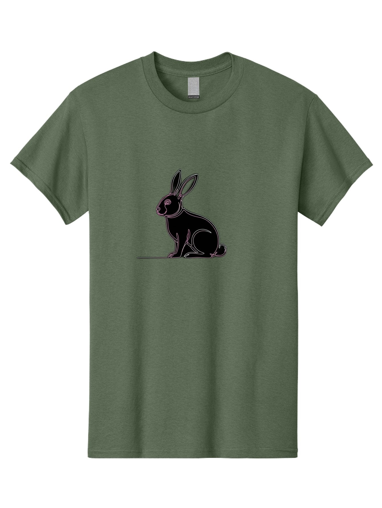 Rabbit Men'S Graphic Tee, 100% Cotton, Comfortable Casual Summer Wear, Machine Washable, Rabbit Silhouette, Rabbit Graphic, Minimalist Design, Simple Art, Cute Rabbit, Animal Icon, Line Art, Black Silhouette Bab272 6