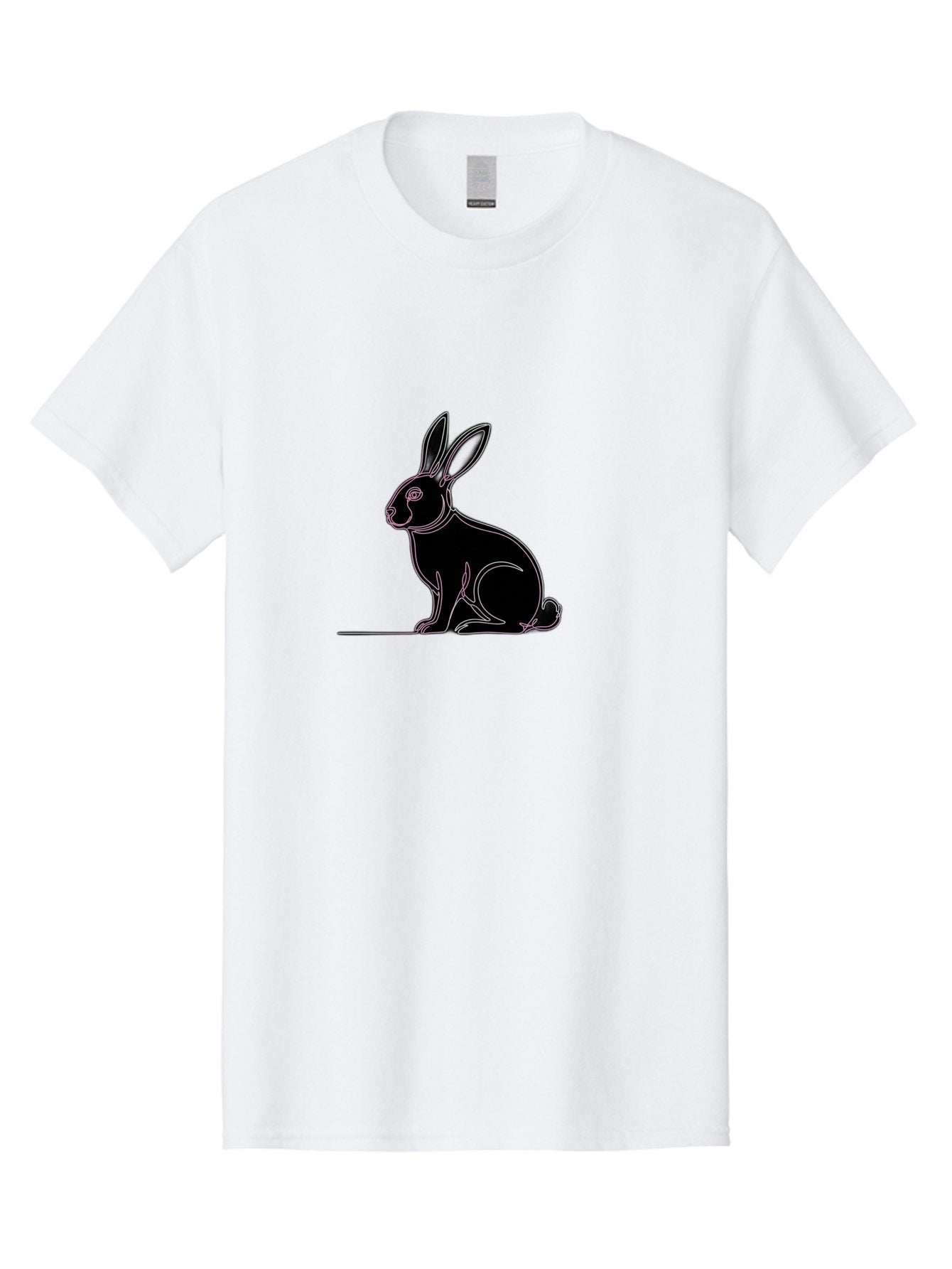 Rabbit Men'S Graphic Tee, 100% Cotton, Comfortable Casual Summer Wear, Machine Washable, Rabbit Silhouette, Rabbit Graphic, Minimalist Design, Simple Art, Cute Rabbit, Animal Icon, Line Art, Black Silhouette Bab272 3
