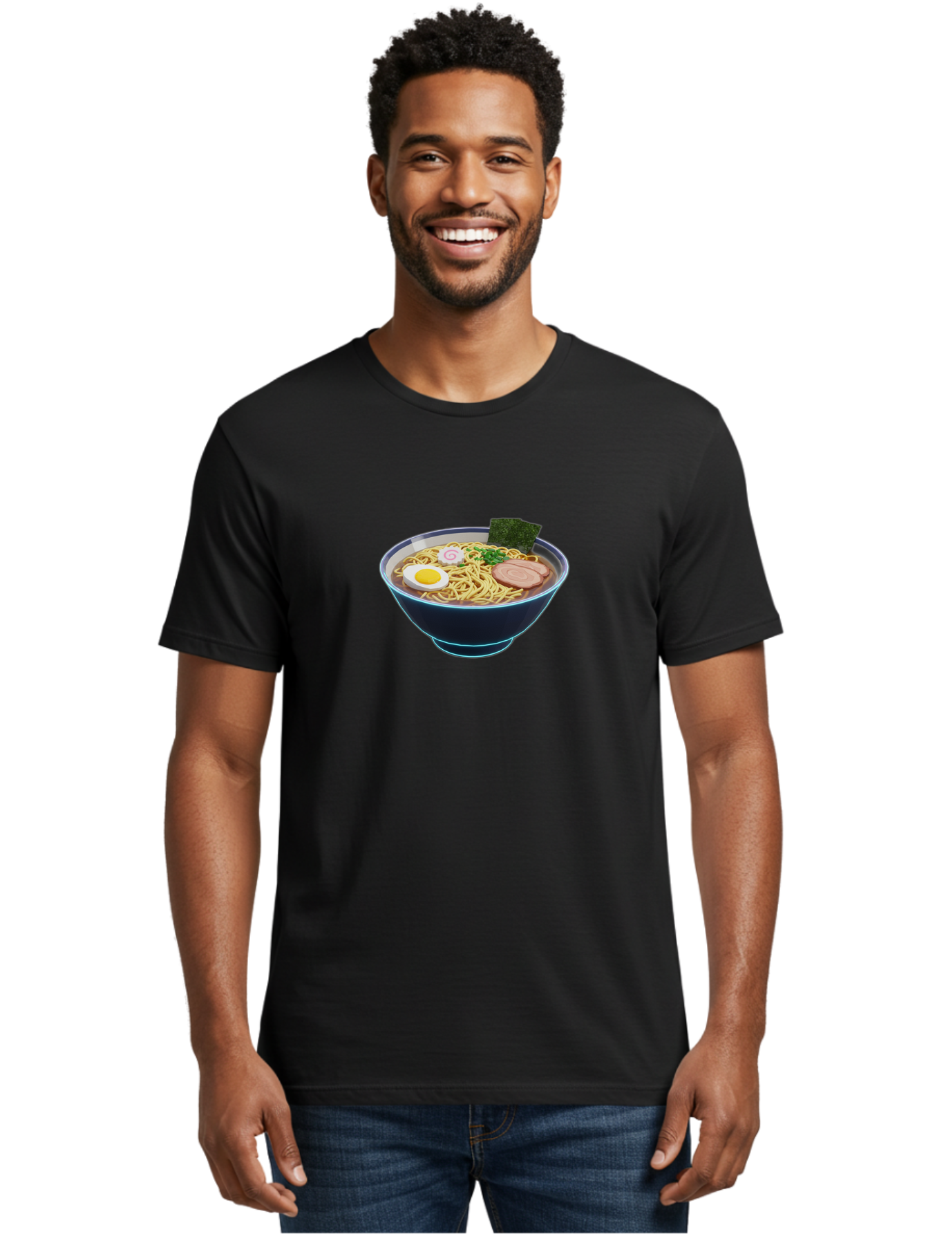 Ramen-1 Men'S Graphic Tee, 100% Cotton, Comfortable Casual Summer Wear, Machine Washable, Steaming Bowl Of Ramen Noodles, Slices Of Pork, Boiled Egg, Seaweed, Spring Onions, Japanese Cuisine, Comfort Food, Savory Broth, Noodle Soup, Bab275 4