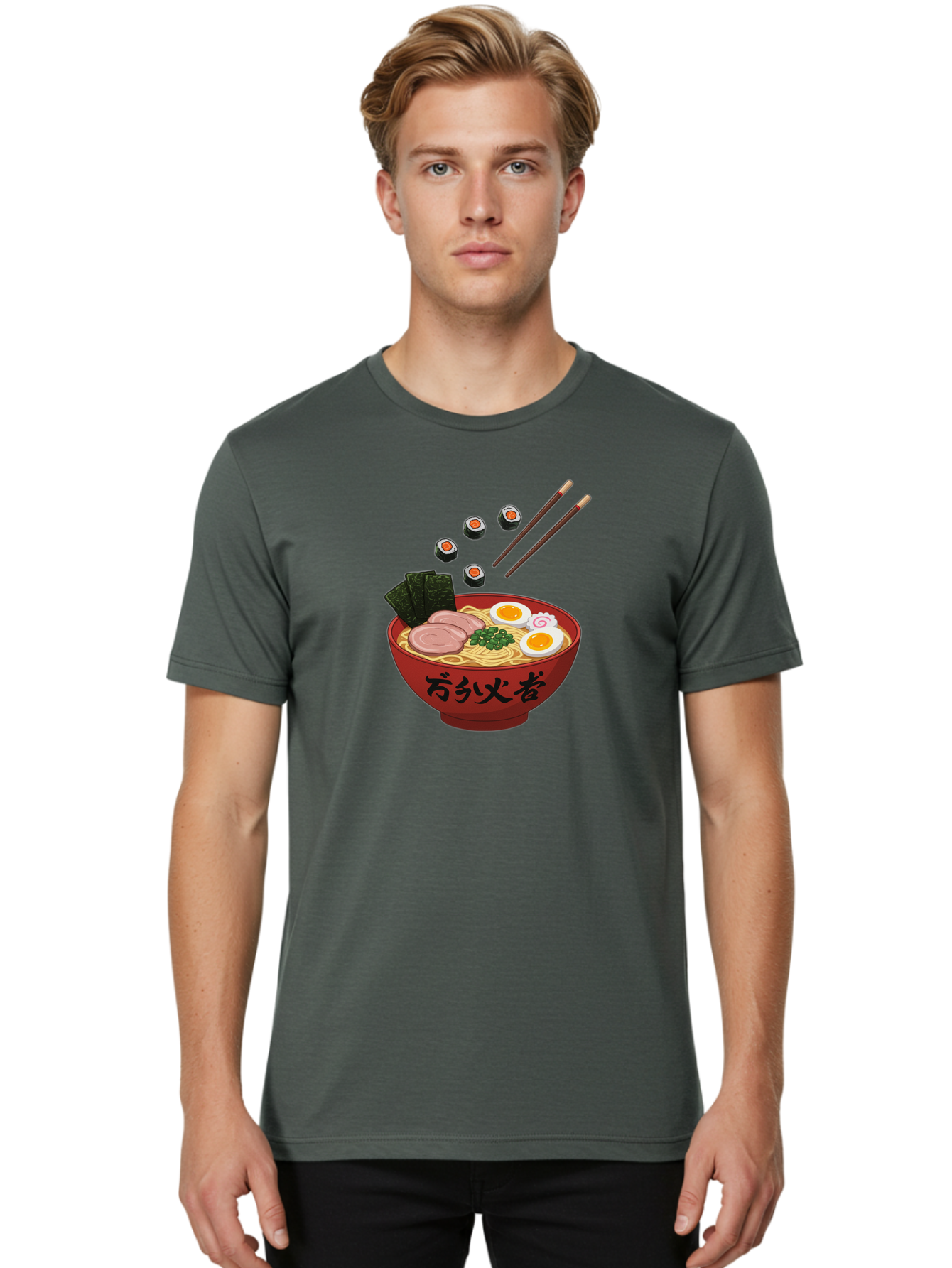 Ramen-11 Men'S Graphic Tee, 100% Cotton, Comfortable Casual Summer Wear, Machine Washable, Ramen Noodles, Japanese Cuisine, Savory Soup, Boiled Egg, Sliced Meat, Seaweed, Sushi Rolls, Chopsticks, Naruto, Asian Food, Noodle Bowl Bab277 8