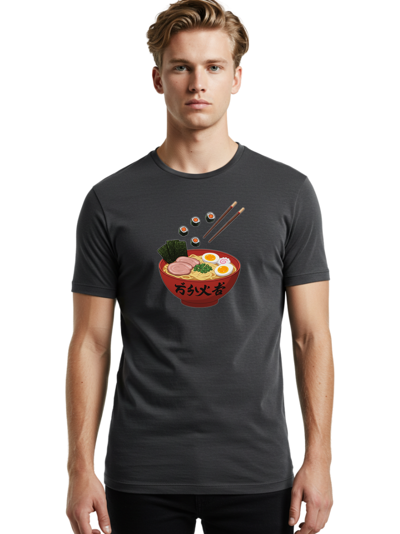 Ramen-11 Men'S Graphic Tee, 100% Cotton, Comfortable Casual Summer Wear, Machine Washable, Ramen Noodles, Japanese Cuisine, Savory Soup, Boiled Egg, Sliced Meat, Seaweed, Sushi Rolls, Chopsticks, Naruto, Asian Food, Noodle Bowl Bab277 26
