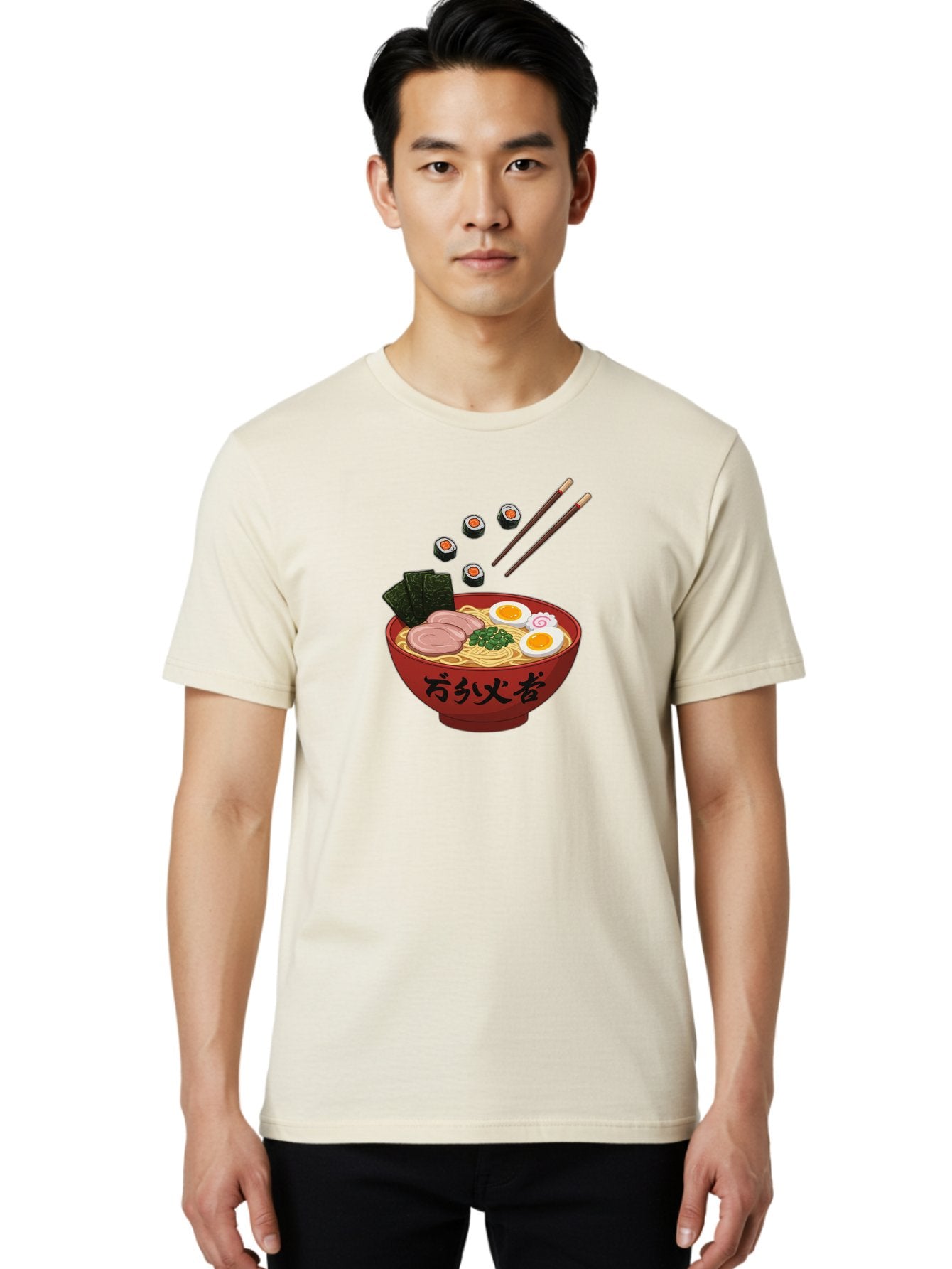 Ramen-11 Men'S Graphic Tee, 100% Cotton, Comfortable Casual Summer Wear, Machine Washable, Ramen Noodles, Japanese Cuisine, Savory Soup, Boiled Egg, Sliced Meat, Seaweed, Sushi Rolls, Chopsticks, Naruto, Asian Food, Noodle Bowl Bab277 28
