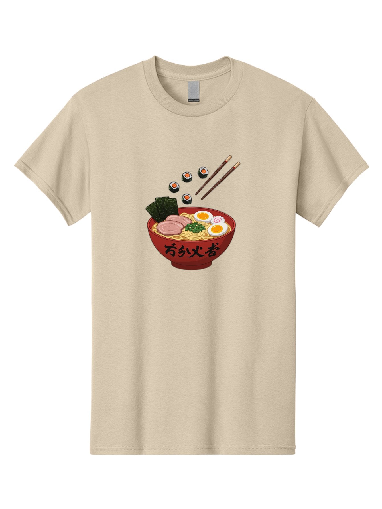 Ramen-11 Men'S Graphic Tee, 100% Cotton, Comfortable Casual Summer Wear, Machine Washable, Ramen Noodles, Japanese Cuisine, Savory Soup, Boiled Egg, Sliced Meat, Seaweed, Sushi Rolls, Chopsticks, Naruto, Asian Food, Noodle Bowl Bab277 3