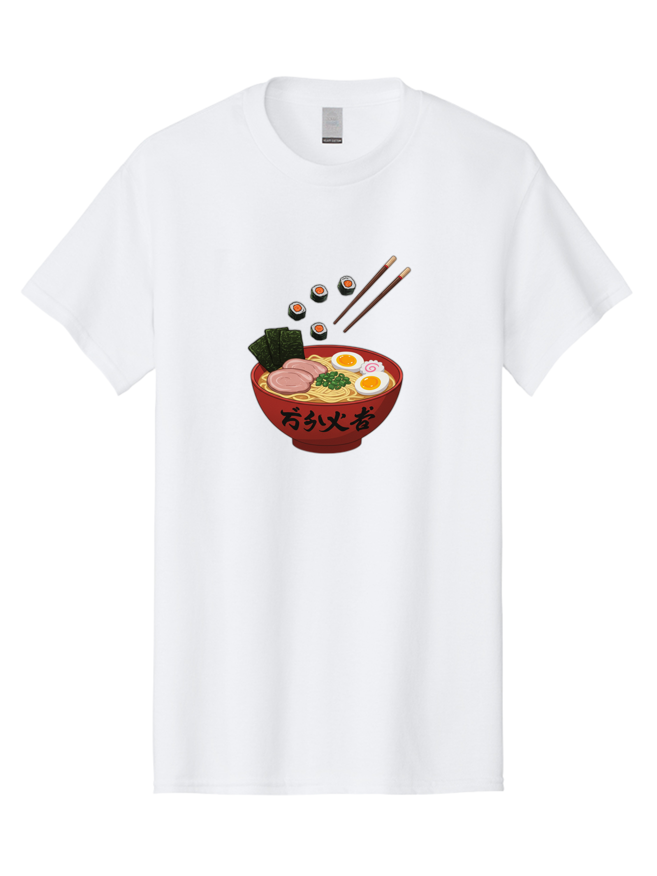 Ramen-11 Men'S Graphic Tee, 100% Cotton, Comfortable Casual Summer Wear, Machine Washable, Ramen Noodles, Japanese Cuisine, Savory Soup, Boiled Egg, Sliced Meat, Seaweed, Sushi Rolls, Chopsticks, Naruto, Asian Food, Noodle Bowl Bab277