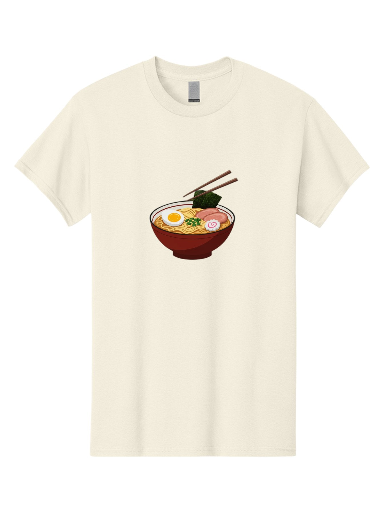 Ramen-12 Men'S Graphic Tee, 100% Cotton, Comfortable Casual Summer Wear, Machine Washable, Ramen Noodles, Boiled Egg, Sliced Pork, Seaweed, Green Onions, Narutomaki, Chopsticks, Japanese Cuisine, Noodle Soup, Comfort Food Bab278 3