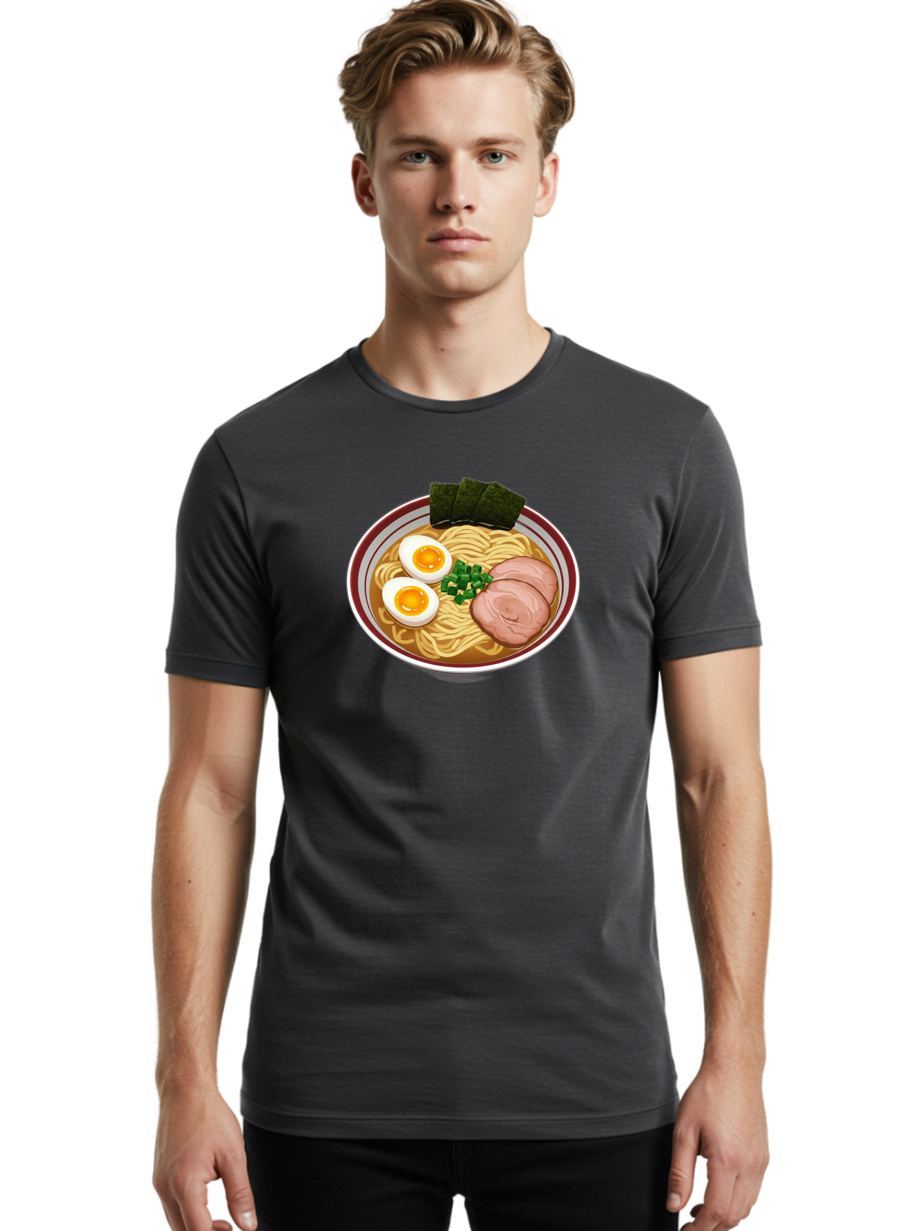 Ramen-13 Men'S Graphic Tee, 100% Cotton, Comfortable Casual Summer Wear, Machine Washable, Bowl Of Ramen, Steaming Hot Noodles, Sliced Pork, Soft-Boiled Egg, Seaweed, Green Onions, Savory Broth, Japanese Cuisine, Comforting Dish, Noodle Soup Bab279 20