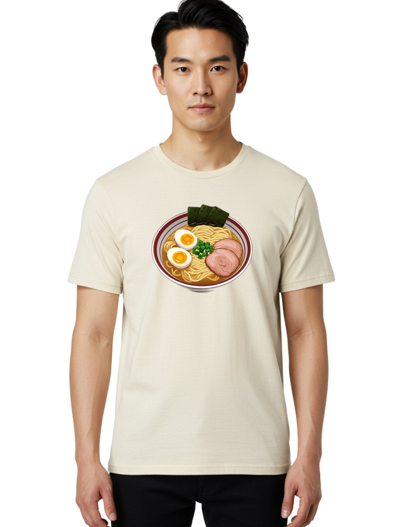 Ramen-13 Men'S Graphic Tee, 100% Cotton, Comfortable Casual Summer Wear, Machine Washable, Bowl Of Ramen, Steaming Hot Noodles, Sliced Pork, Soft-Boiled Egg, Seaweed, Green Onions, Savory Broth, Japanese Cuisine, Comforting Dish, Noodle Soup Bab279 27