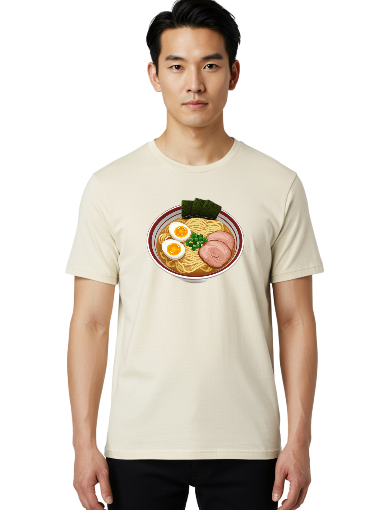 Ramen-13 Men'S Graphic Tee, 100% Cotton, Comfortable Casual Summer Wear, Machine Washable, Bowl Of Ramen, Steaming Hot Noodles, Sliced Pork, Soft-Boiled Egg, Seaweed, Green Onions, Savory Broth, Japanese Cuisine, Comforting Dish, Noodle Soup Bab279 8