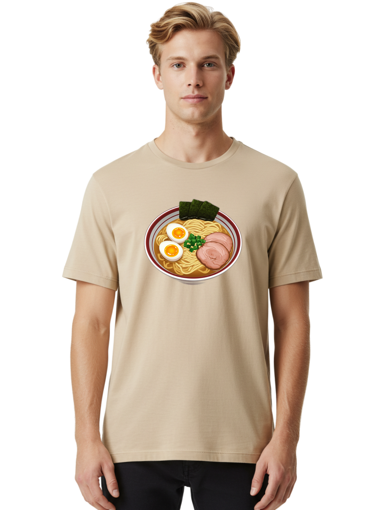 Ramen-13 Men'S Graphic Tee, 100% Cotton, Comfortable Casual Summer Wear, Machine Washable, Bowl Of Ramen, Steaming Hot Noodles, Sliced Pork, Soft-Boiled Egg, Seaweed, Green Onions, Savory Broth, Japanese Cuisine, Comforting Dish, Noodle Soup Bab279 10