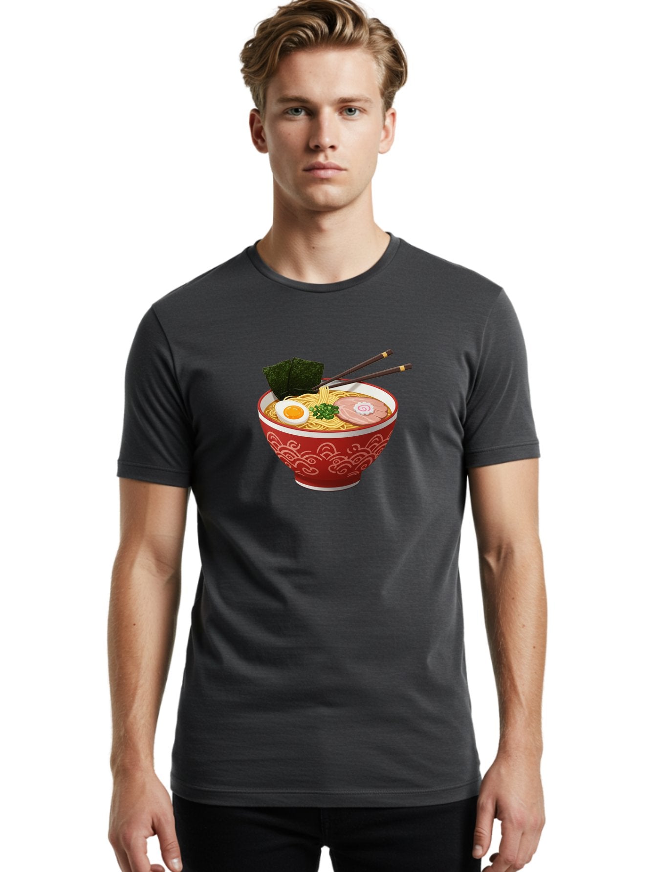Ramen-14 Men'S Graphic Tee, 100% Cotton, Comfortable Casual Summer Wear, Machine Washable, Ramen Noodles, Japanese Cuisine, Noodle Soup, Boiled Egg, Sliced Pork, Seaweed, Green Onions, Chopsticks, Savory Broth, Asian Food Bab280 21