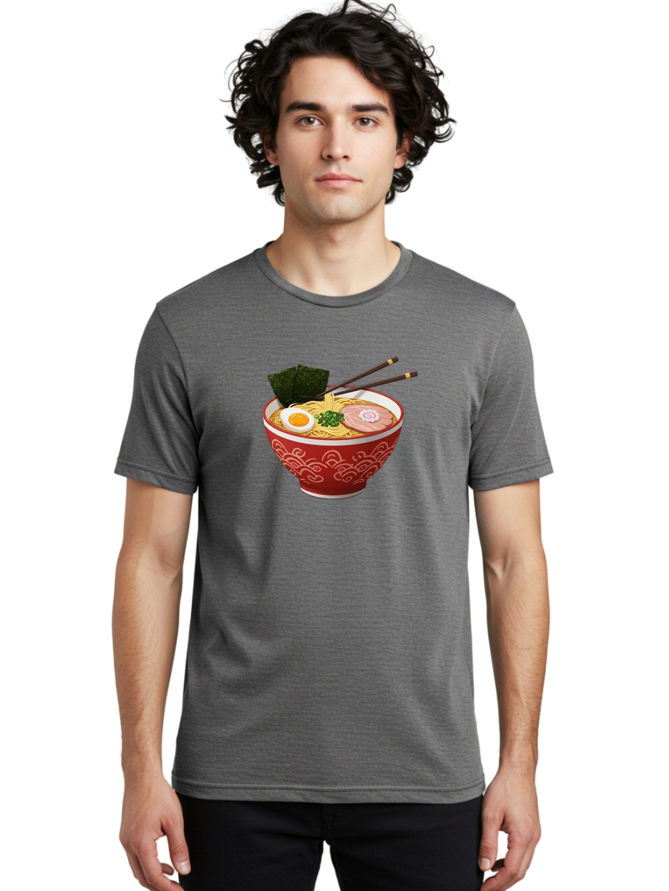 Ramen-14 Men'S Graphic Tee, 100% Cotton, Comfortable Casual Summer Wear, Machine Washable, Ramen Noodles, Japanese Cuisine, Noodle Soup, Boiled Egg, Sliced Pork, Seaweed, Green Onions, Chopsticks, Savory Broth, Asian Food Bab280 30