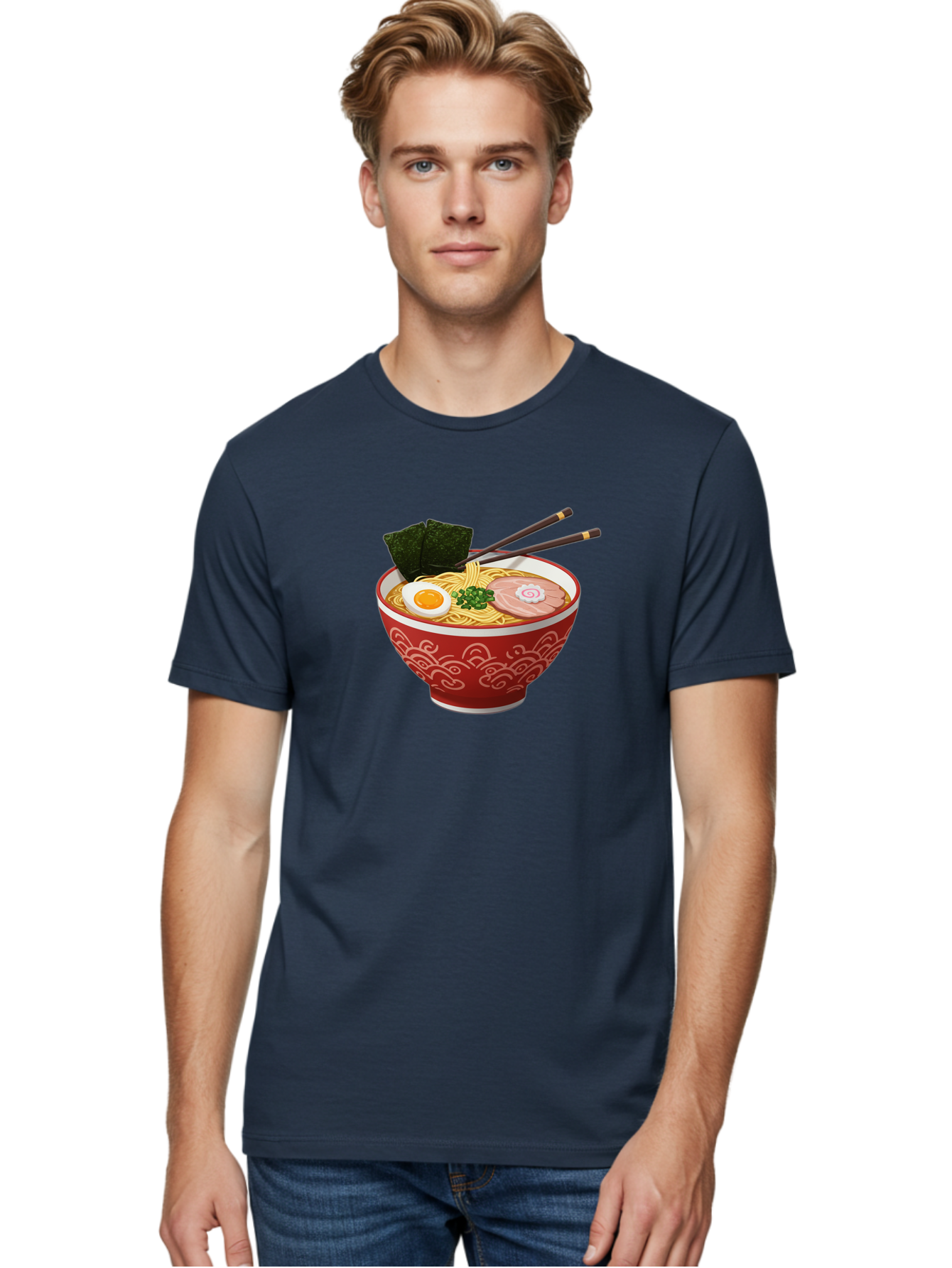 Ramen-14 Men'S Graphic Tee, 100% Cotton, Comfortable Casual Summer Wear, Machine Washable, Ramen Noodles, Japanese Cuisine, Noodle Soup, Boiled Egg, Sliced Pork, Seaweed, Green Onions, Chopsticks, Savory Broth, Asian Food Bab280 18