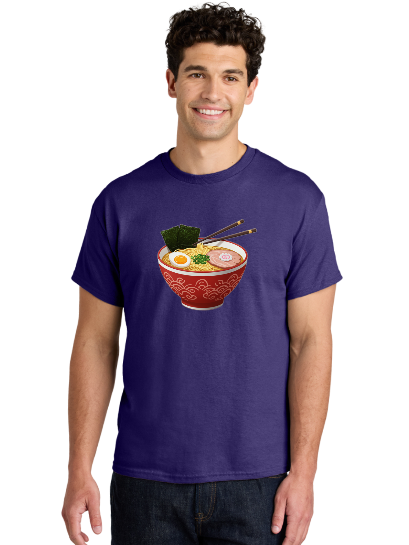 Ramen-14 Men'S Graphic Tee, 100% Cotton, Comfortable Casual Summer Wear, Machine Washable, Ramen Noodles, Japanese Cuisine, Noodle Soup, Boiled Egg, Sliced Pork, Seaweed, Green Onions, Chopsticks, Savory Broth, Asian Food Bab280 28