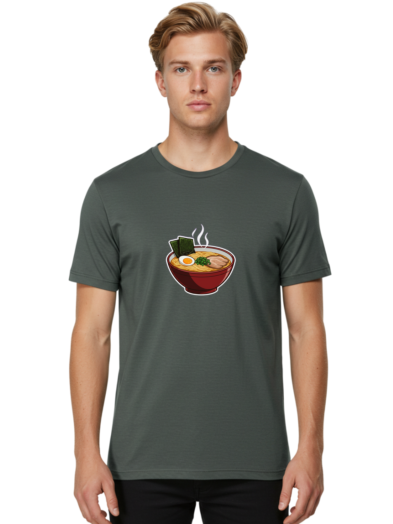 Ramen-15 Men'S Graphic Tee, 100% Cotton, Comfortable Casual Summer Wear, Machine Washable, Steaming Hot Ramen, Japanese Noodle Soup, Boiled Egg, Green Onions, Slices Of Pork, Seaweed, Savory Broth, Asian Cuisine, Comfort Food, Noodle Dishes Bab281 28