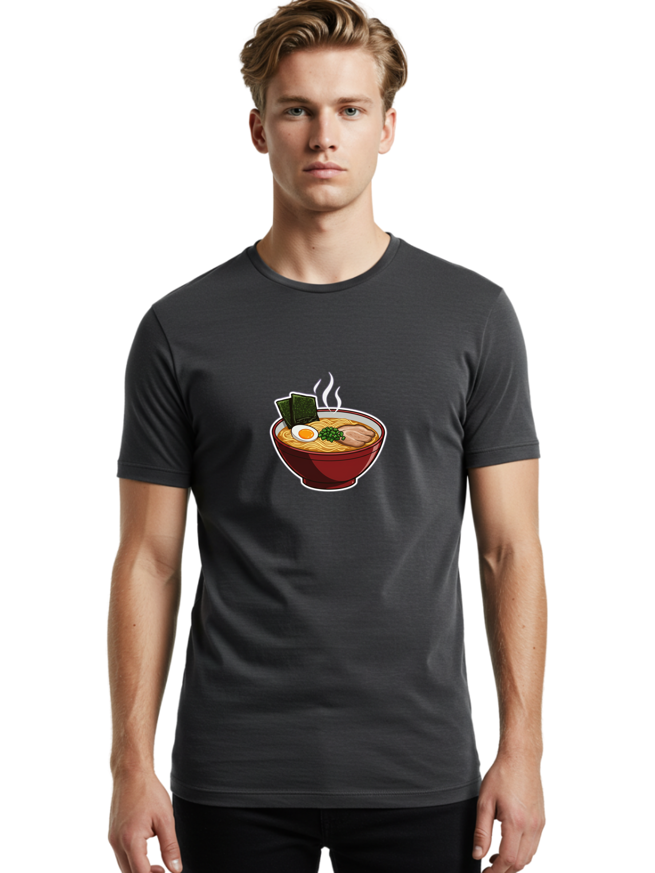 Ramen-15 Men'S Graphic Tee, 100% Cotton, Comfortable Casual Summer Wear, Machine Washable, Steaming Hot Ramen, Japanese Noodle Soup, Boiled Egg, Green Onions, Slices Of Pork, Seaweed, Savory Broth, Asian Cuisine, Comfort Food, Noodle Dishes Bab281 24