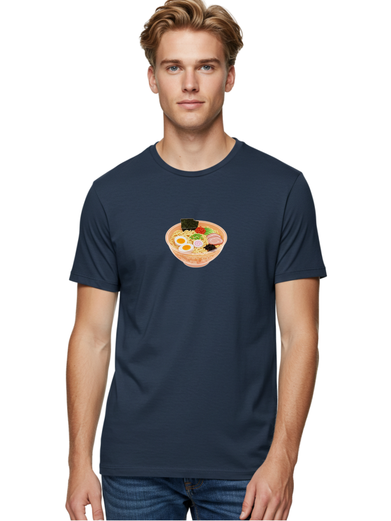 Ramen-2 Men'S Graphic Tee, 100% Cotton, Comfortable Casual Summer Wear, Machine Washable, Steaming Bowl Of Ramen, Noodles, Boiled Egg, Sliced Pork, Green Onions, Seaweed, Red Pepper, Savory Dish, Asian Cuisine, Comfort Food, Delicious Meal, Bab282 12
