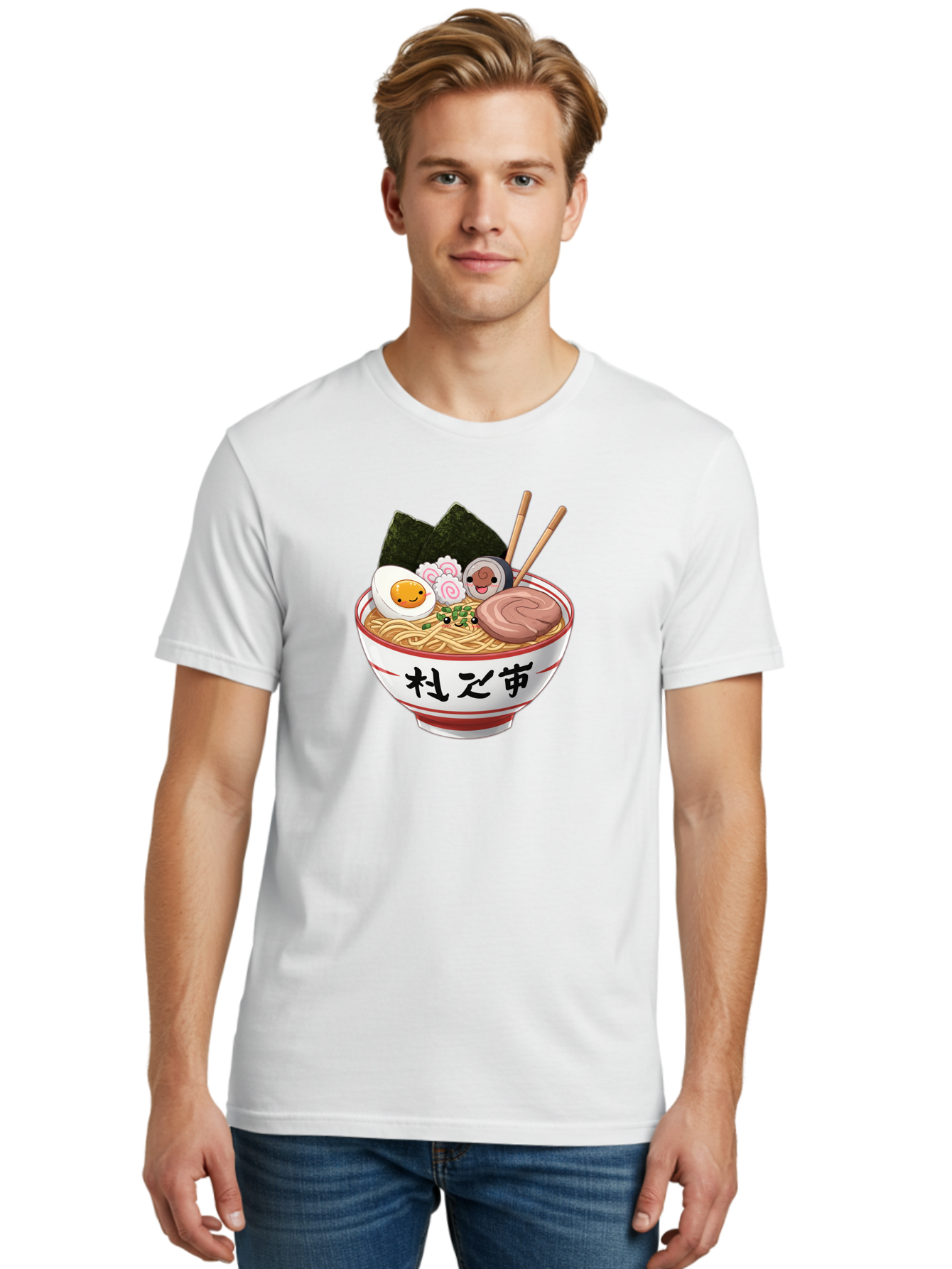 Ramen-4 Men'S Graphic Tee, 100% Cotton, Comfortable Casual Summer Wear, Machine Washable, Steaming Hot Ramen, Delicious Asian Noodle Soup, Appetizing Meal, Japanese Cuisine, Savory Flavors, Tasty Ingredients, Cartoon Style, Cute Food, Noodles, Bab284 4