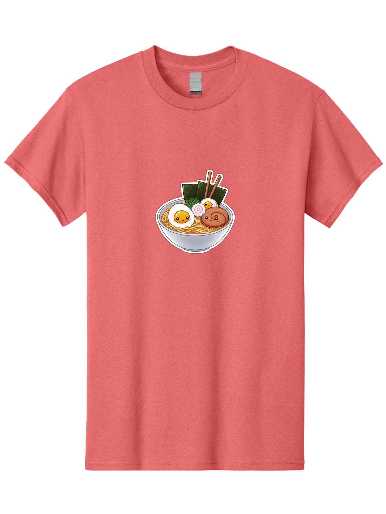 Ramen-5 Men'S Graphic Tee, 100% Cotton, Comfortable Casual Summer Wear, Machine Washable, Ramen Noodles, Cartoon Egg, Boiled Egg, Smiling Egg, Seaweed, Chopsticks, Cartoon Ramen, Japanese Food, Animated Meal, Noodle Soup Bab285
