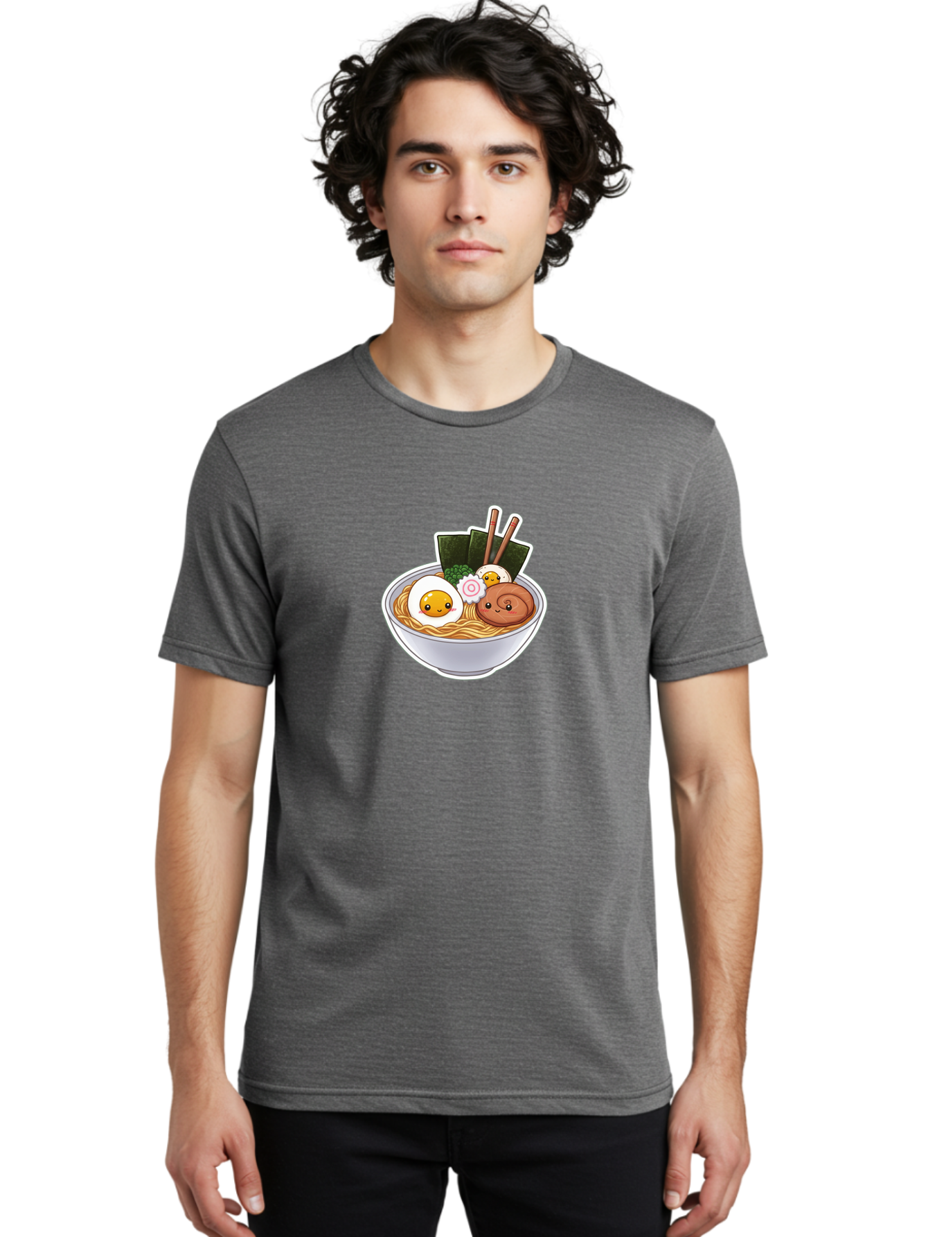 Ramen-5 Men'S Graphic Tee, 100% Cotton, Comfortable Casual Summer Wear, Machine Washable, Ramen Noodles, Cartoon Egg, Boiled Egg, Smiling Egg, Seaweed, Chopsticks, Cartoon Ramen, Japanese Food, Animated Meal, Noodle Soup Bab285 30