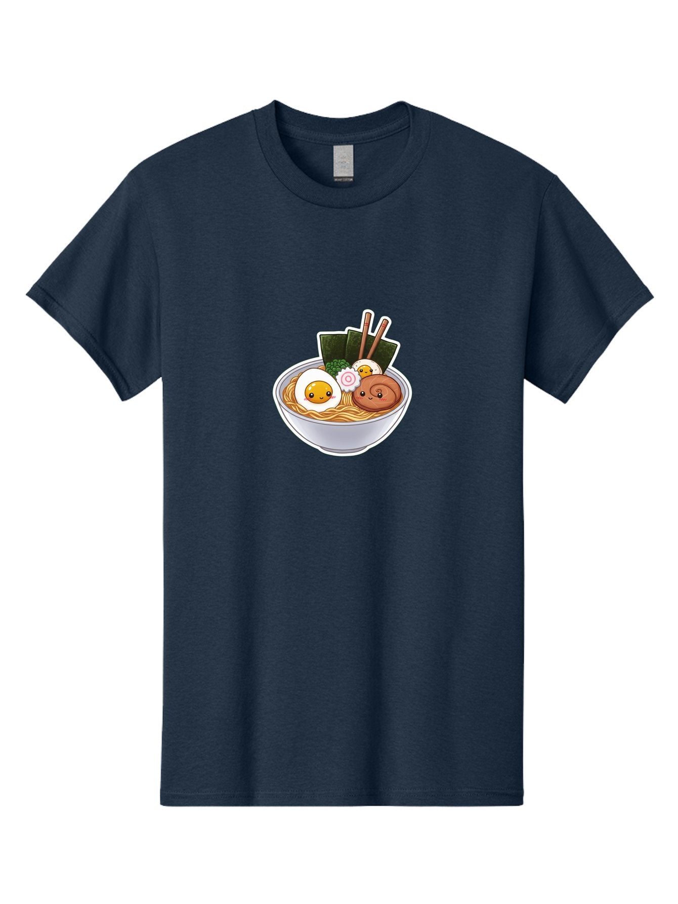 Ramen-5 Men'S Graphic Tee, 100% Cotton, Comfortable Casual Summer Wear, Machine Washable, Ramen Noodles, Cartoon Egg, Boiled Egg, Smiling Egg, Seaweed, Chopsticks, Cartoon Ramen, Japanese Food, Animated Meal, Noodle Soup Bab285 3