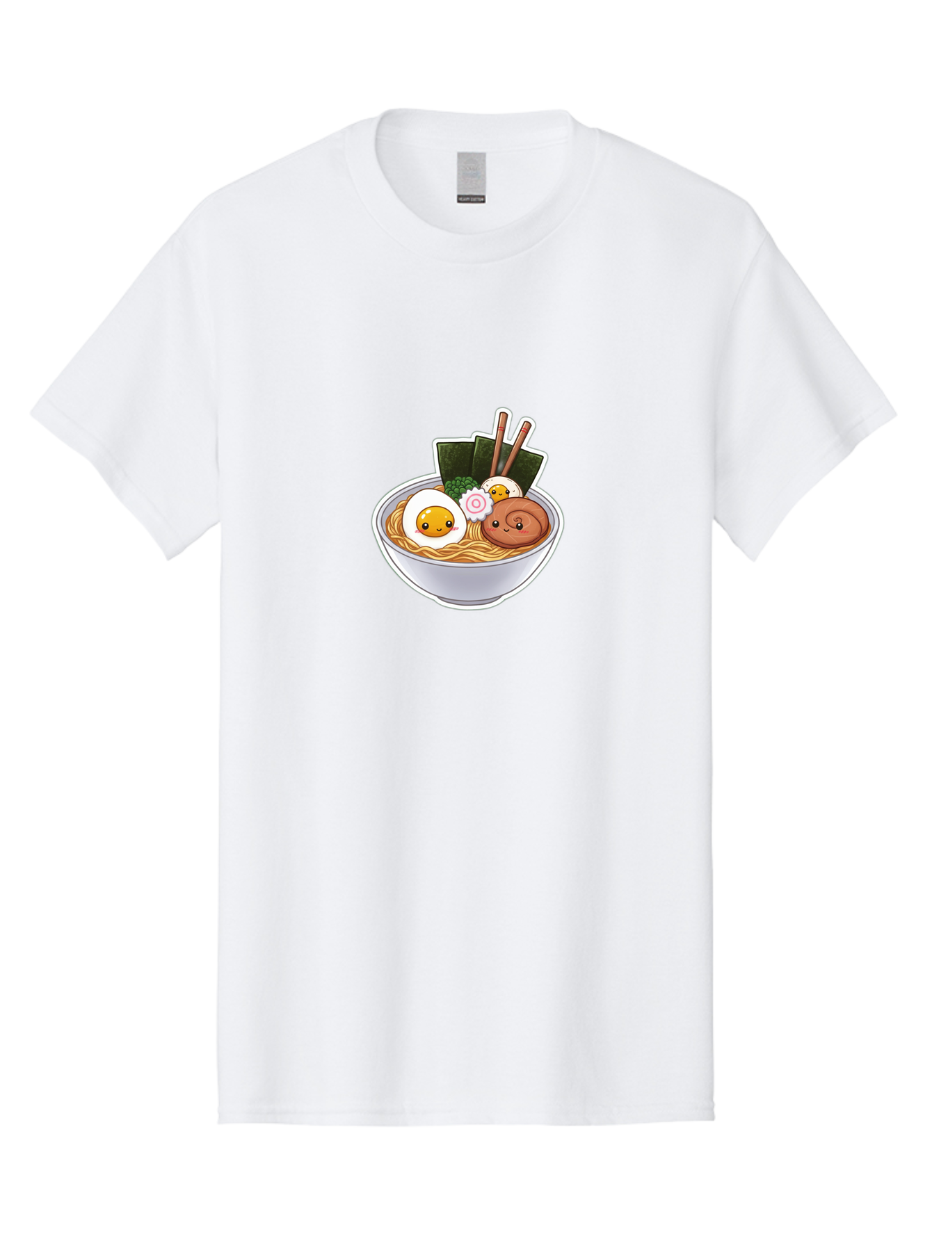 Ramen-5 Men'S Graphic Tee, 100% Cotton, Comfortable Casual Summer Wear, Machine Washable, Ramen Noodles, Cartoon Egg, Boiled Egg, Smiling Egg, Seaweed, Chopsticks, Cartoon Ramen, Japanese Food, Animated Meal, Noodle Soup Bab285