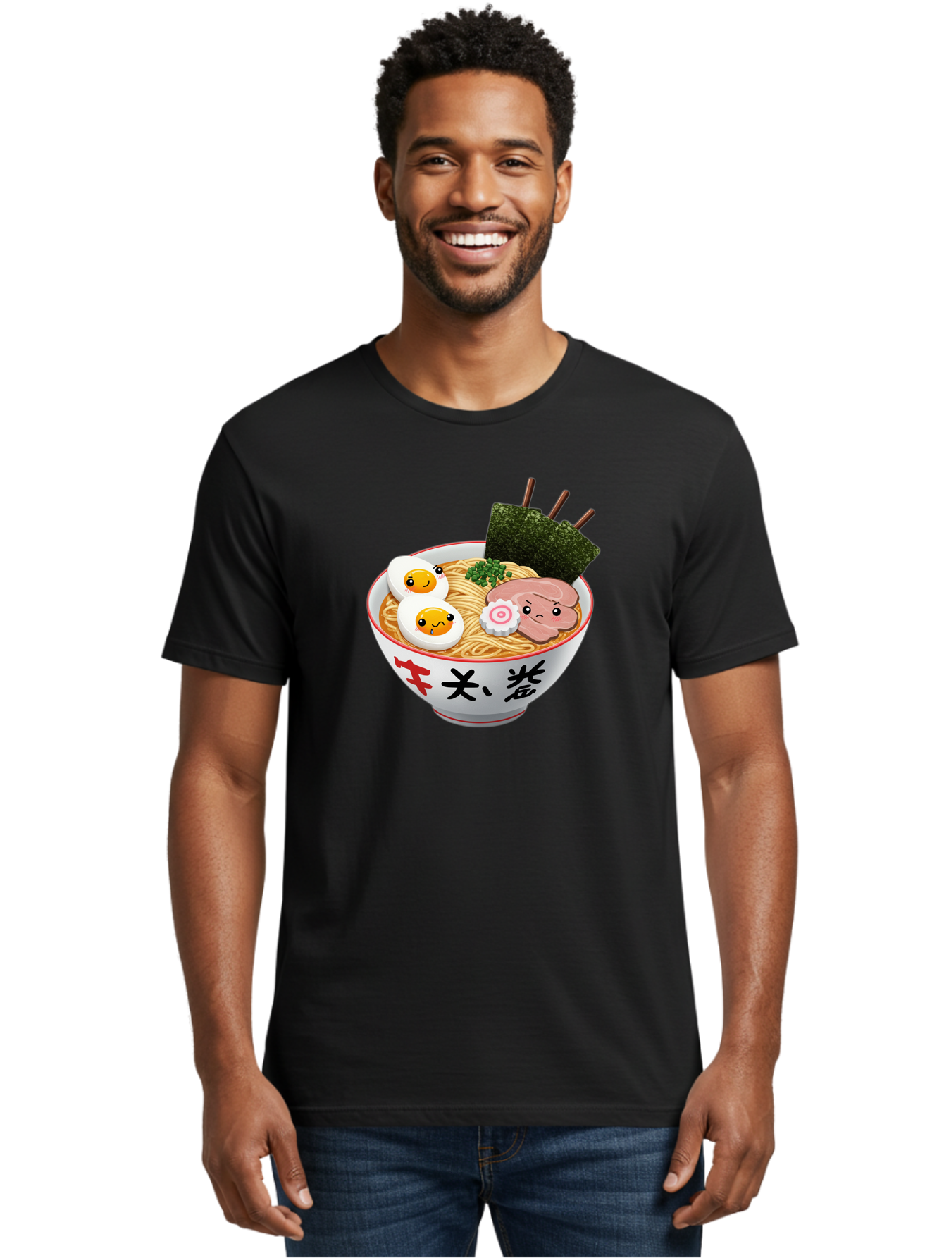 Ramen-7 Men'S Graphic Tee, 100% Cotton, Comfortable Casual Summer Wear, Machine Washable, Steaming Hot Ramen, Boiled Egg, Sliced Pork, Green Onions, Fish Cake, Seaweed, Asian Cuisine, Noodle Soup, Savory Flavors, Japanese Food Bab287 28