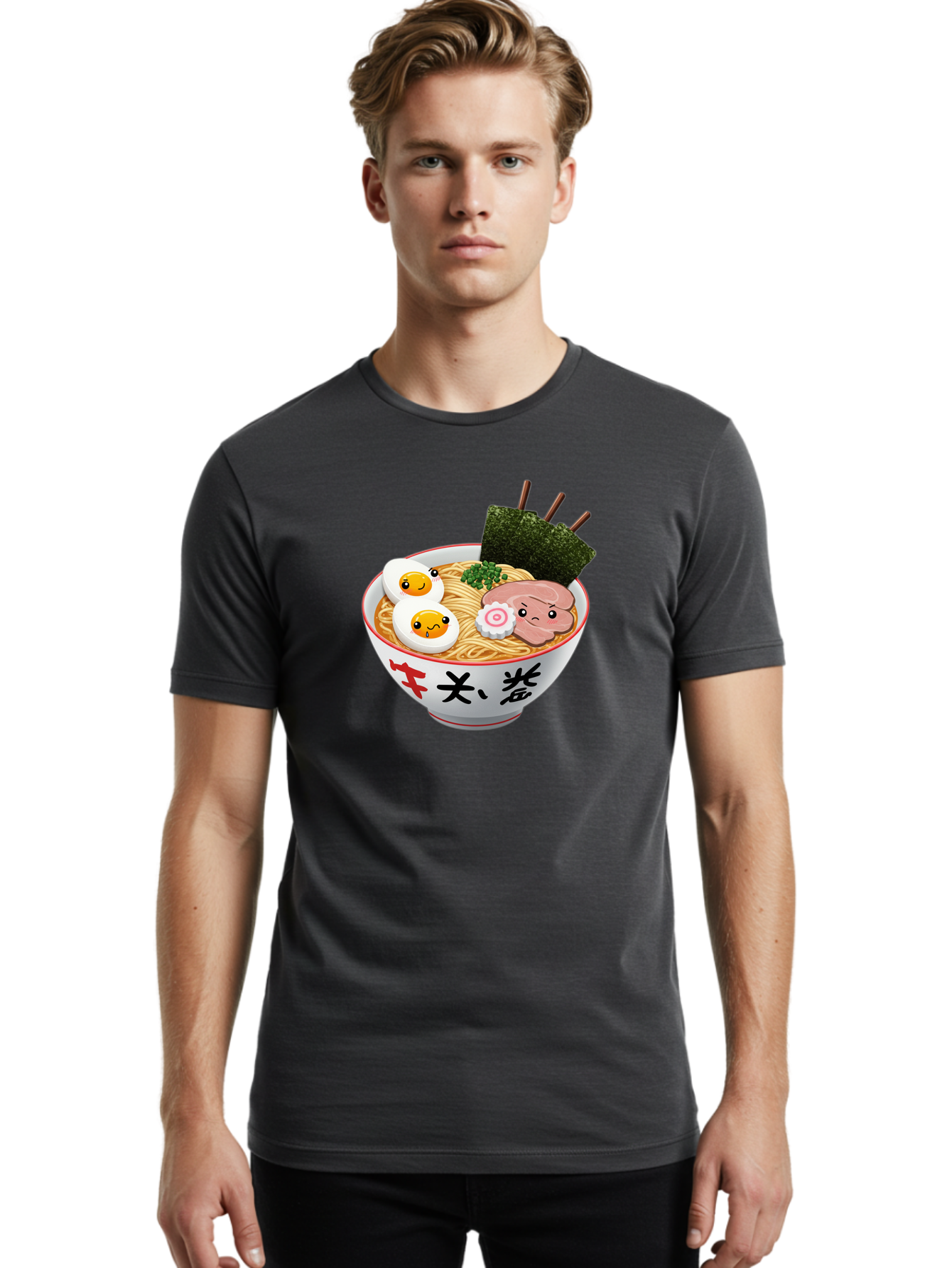 Ramen-7 Men'S Graphic Tee, 100% Cotton, Comfortable Casual Summer Wear, Machine Washable, Steaming Hot Ramen, Boiled Egg, Sliced Pork, Green Onions, Fish Cake, Seaweed, Asian Cuisine, Noodle Soup, Savory Flavors, Japanese Food Bab287 30