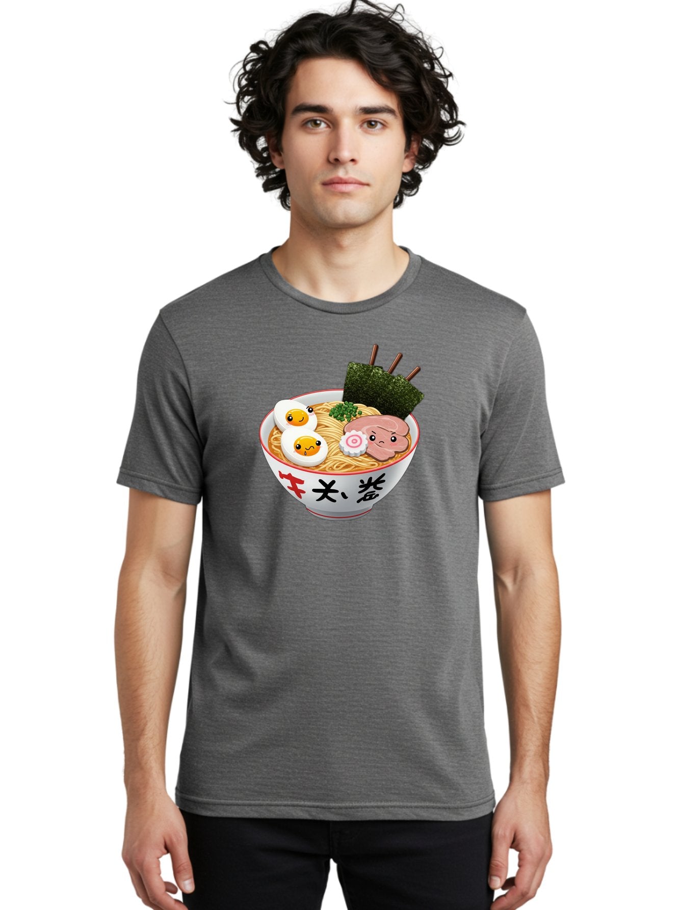 Ramen-7 Men'S Graphic Tee, 100% Cotton, Comfortable Casual Summer Wear, Machine Washable, Steaming Hot Ramen, Boiled Egg, Sliced Pork, Green Onions, Fish Cake, Seaweed, Asian Cuisine, Noodle Soup, Savory Flavors, Japanese Food Bab287 24