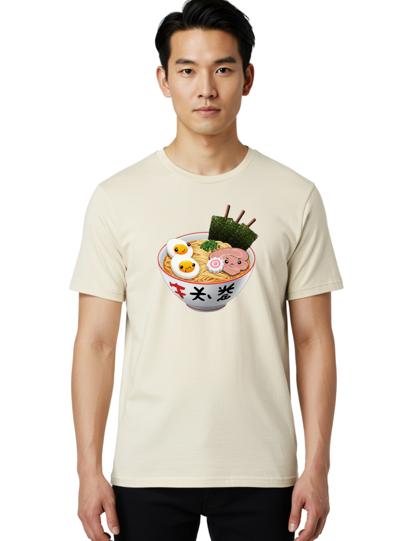 Ramen-7 Men'S Graphic Tee, 100% Cotton, Comfortable Casual Summer Wear, Machine Washable, Steaming Hot Ramen, Boiled Egg, Sliced Pork, Green Onions, Fish Cake, Seaweed, Asian Cuisine, Noodle Soup, Savory Flavors, Japanese Food Bab287 20