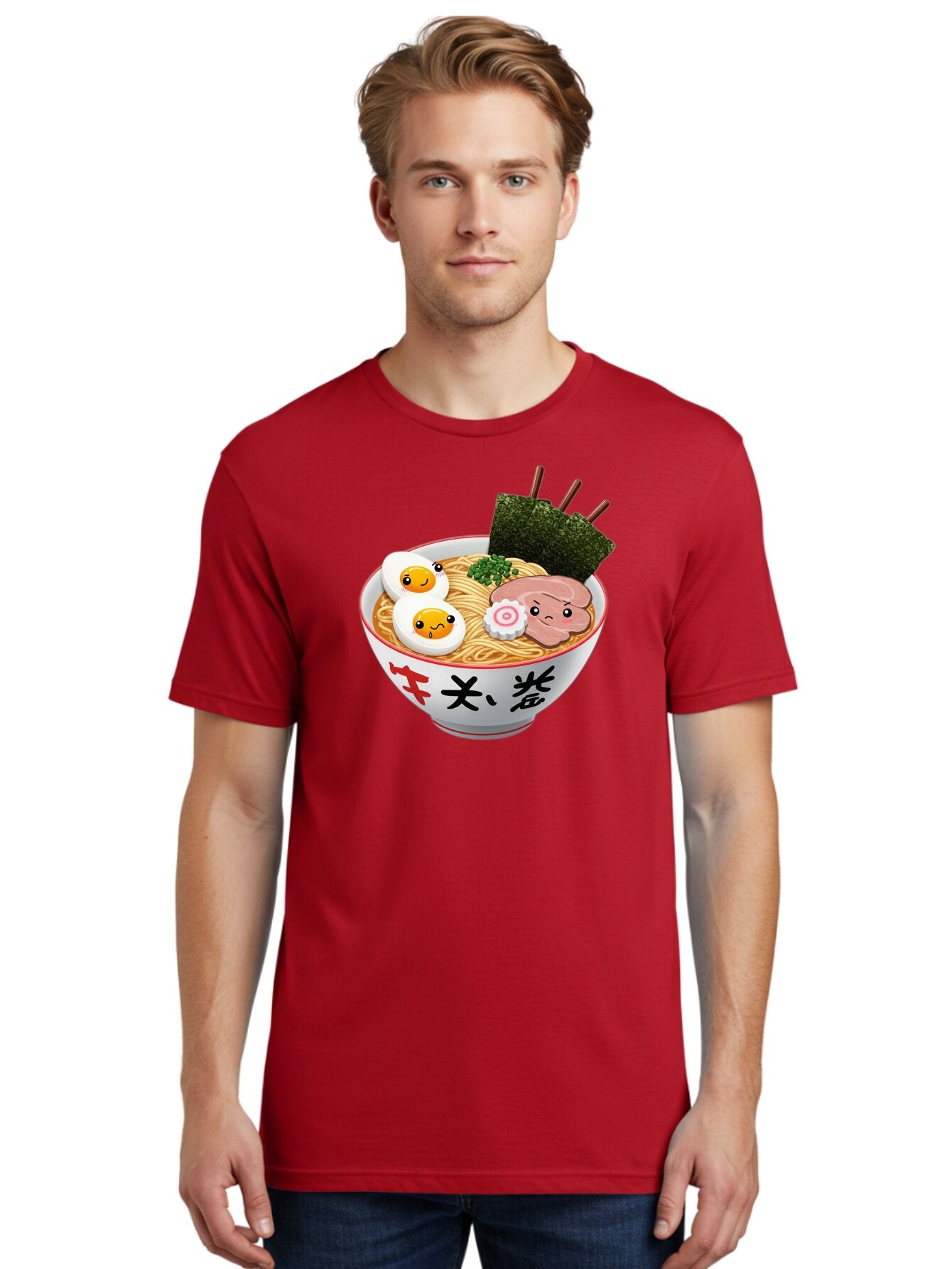 Ramen-7 Men'S Graphic Tee, 100% Cotton, Comfortable Casual Summer Wear, Machine Washable, Steaming Hot Ramen, Boiled Egg, Sliced Pork, Green Onions, Fish Cake, Seaweed, Asian Cuisine, Noodle Soup, Savory Flavors, Japanese Food Bab287 25