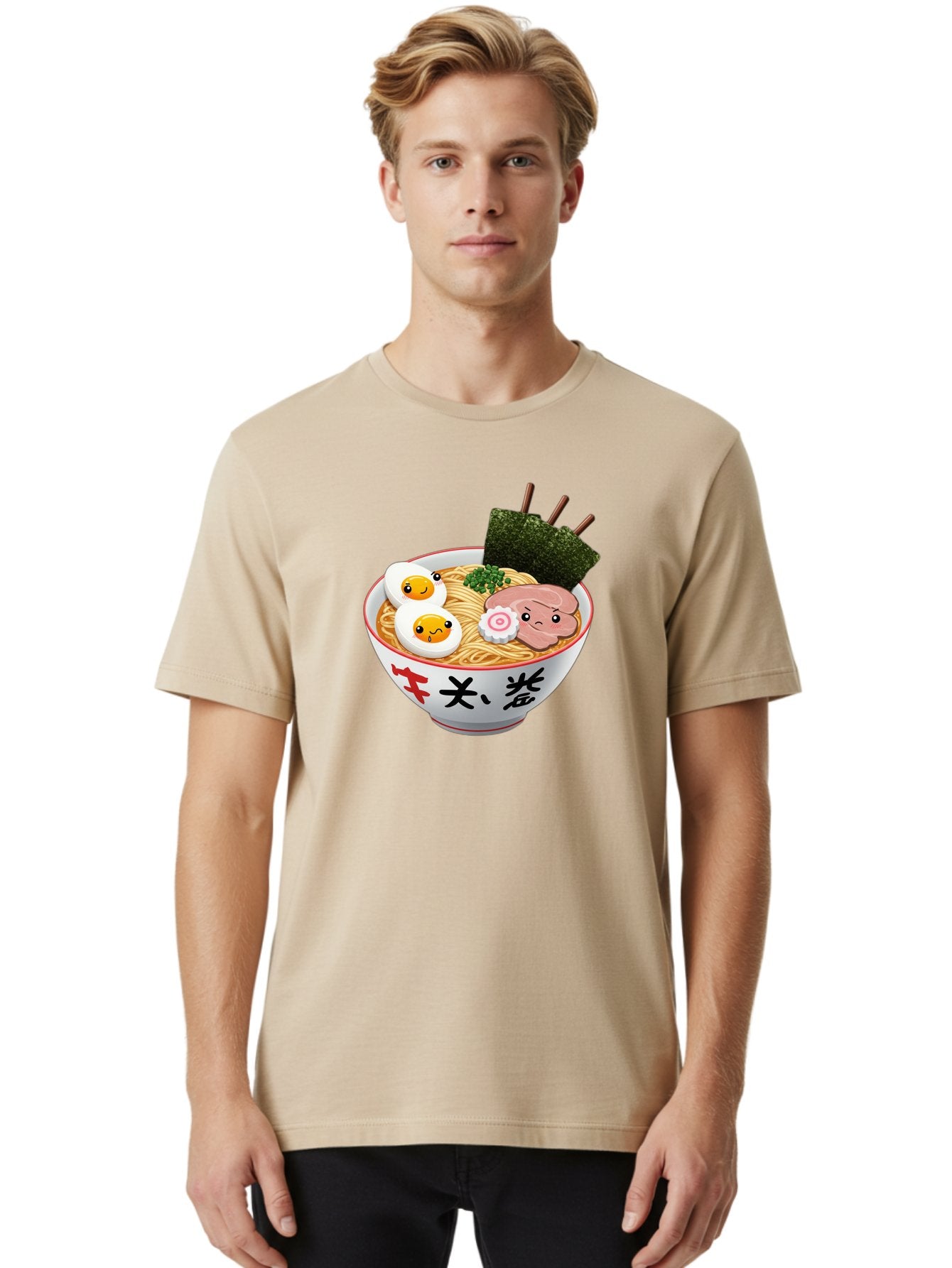 Ramen-7 Men'S Graphic Tee, 100% Cotton, Comfortable Casual Summer Wear, Machine Washable, Steaming Hot Ramen, Boiled Egg, Sliced Pork, Green Onions, Fish Cake, Seaweed, Asian Cuisine, Noodle Soup, Savory Flavors, Japanese Food Bab287 26