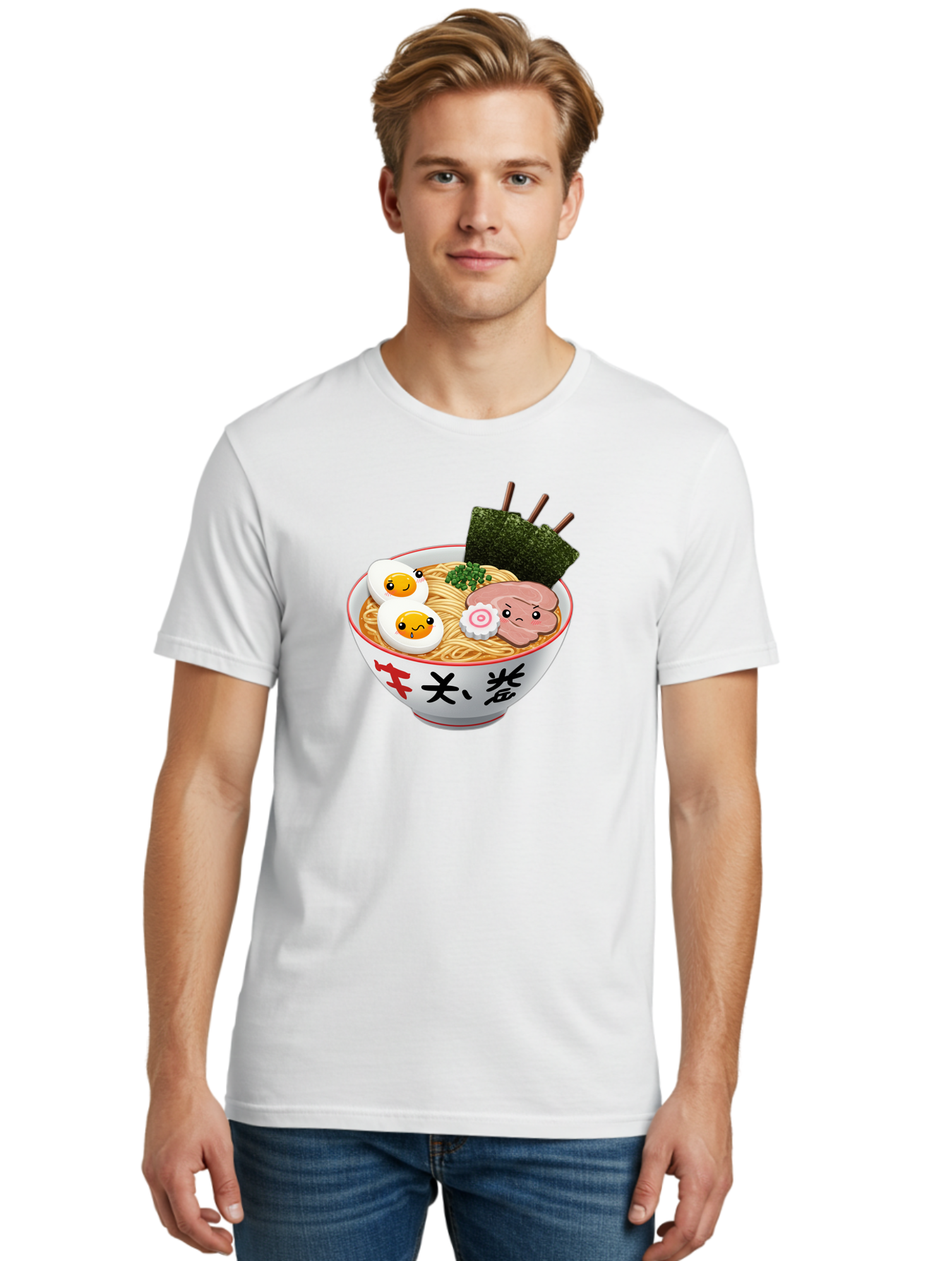 Ramen-7 Men'S Graphic Tee, 100% Cotton, Comfortable Casual Summer Wear, Machine Washable, Steaming Hot Ramen, Boiled Egg, Sliced Pork, Green Onions, Fish Cake, Seaweed, Asian Cuisine, Noodle Soup, Savory Flavors, Japanese Food Bab287 18