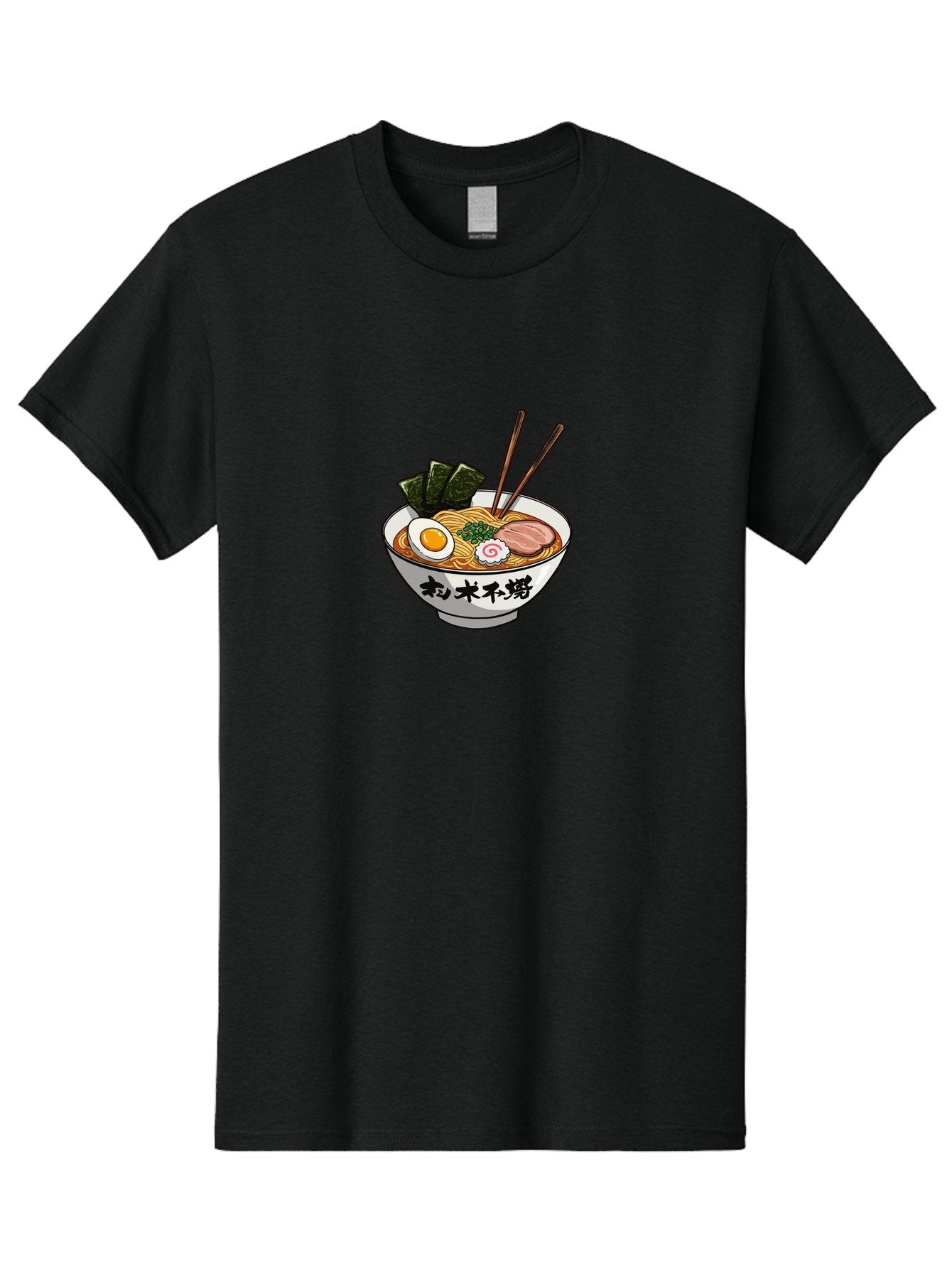 Ramen-8 Men'S Graphic Tee, 100% Cotton, Comfortable Casual Summer Wear, Machine Washable, Steaming Bowl Of Ramen, Boiled Egg, Pork Slice, Seaweed, Green Onions, Spiral Fish Cake, Chopsticks, Black Kanji On Bowl, Japanese Cuisine, Savory Broth, Bab288 12