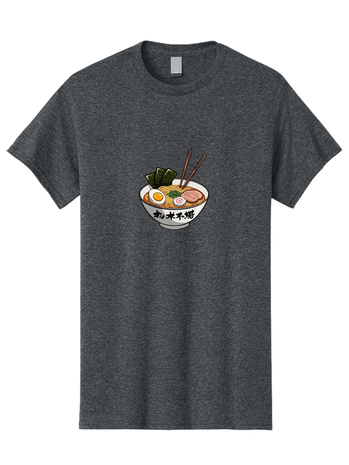Ramen-8 Men'S Graphic Tee, 100% Cotton, Comfortable Casual Summer Wear, Machine Washable, Steaming Bowl Of Ramen, Boiled Egg, Pork Slice, Seaweed, Green Onions, Spiral Fish Cake, Chopsticks, Black Kanji On Bowl, Japanese Cuisine, Savory Broth, Bab288 3